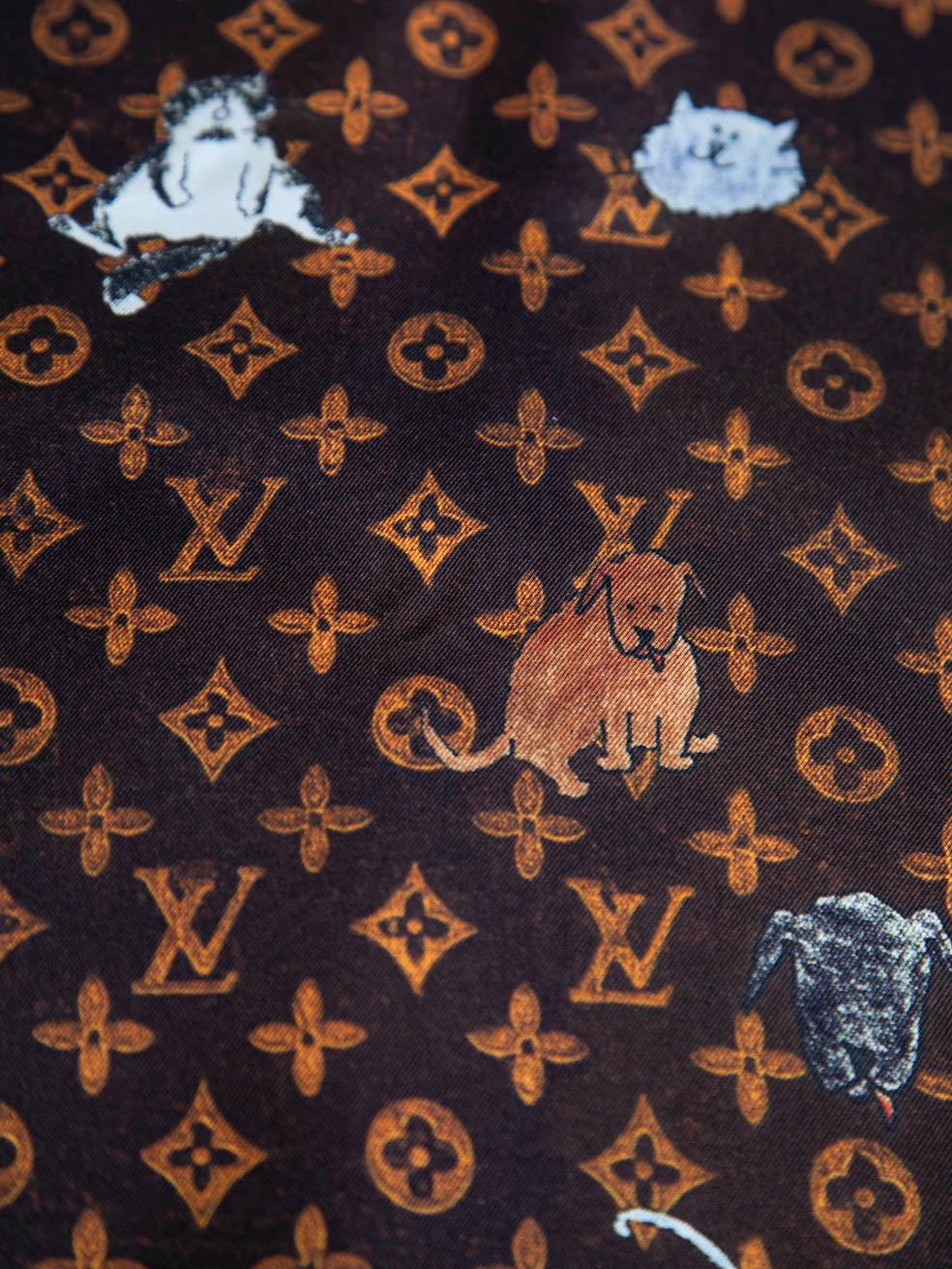 Louis Vuitton Grace Coddington Catogram Silk Scarf In New Condition In London, GB
