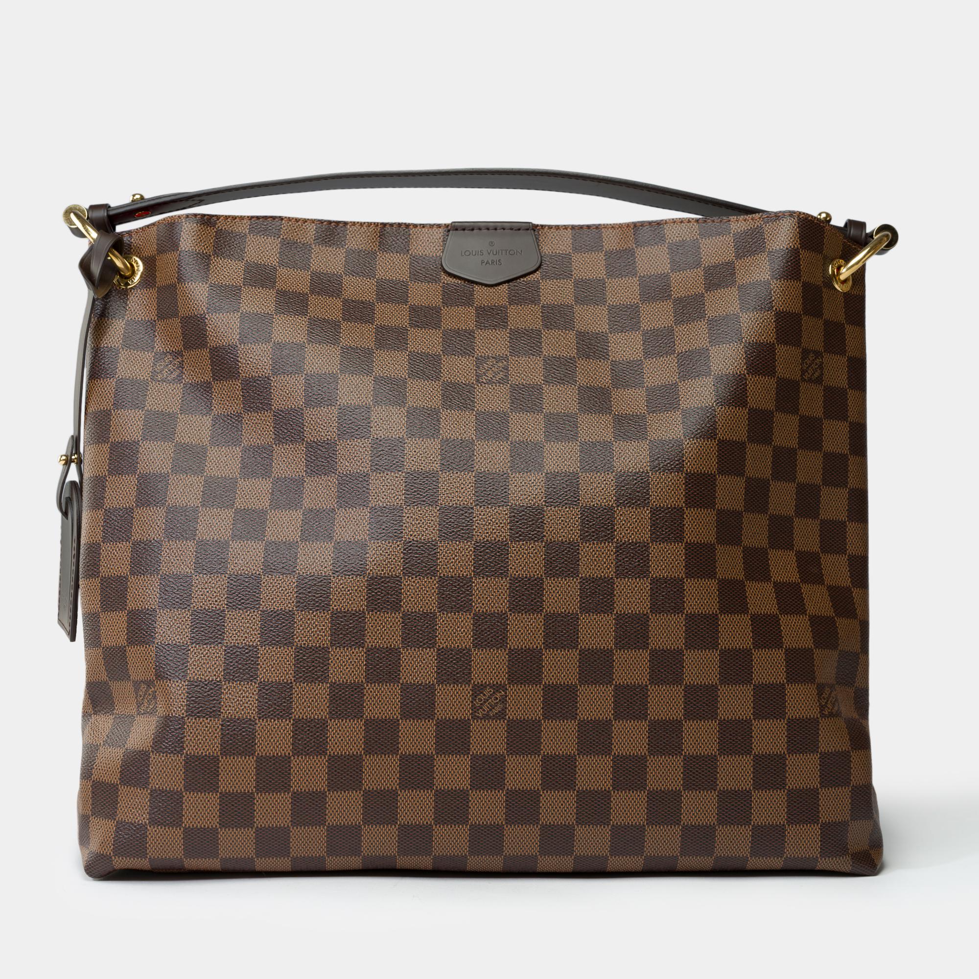 Brown Louis Vuitton Graceful MM Hobo bag in brown Damier ebene canvas, GHW