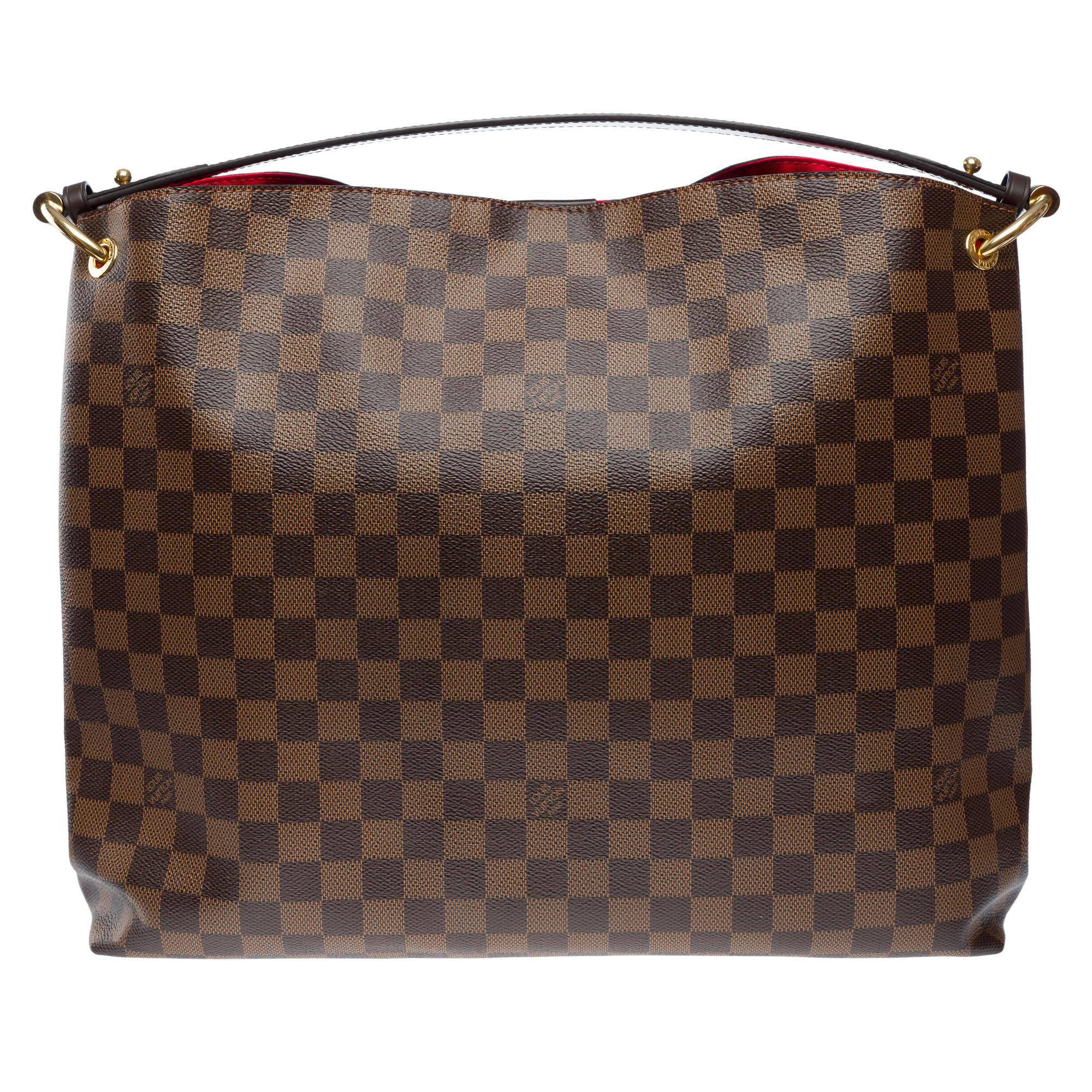 Women's Louis Vuitton Graceful MM Hobo bag in brown Damier ebene canvas, GHW