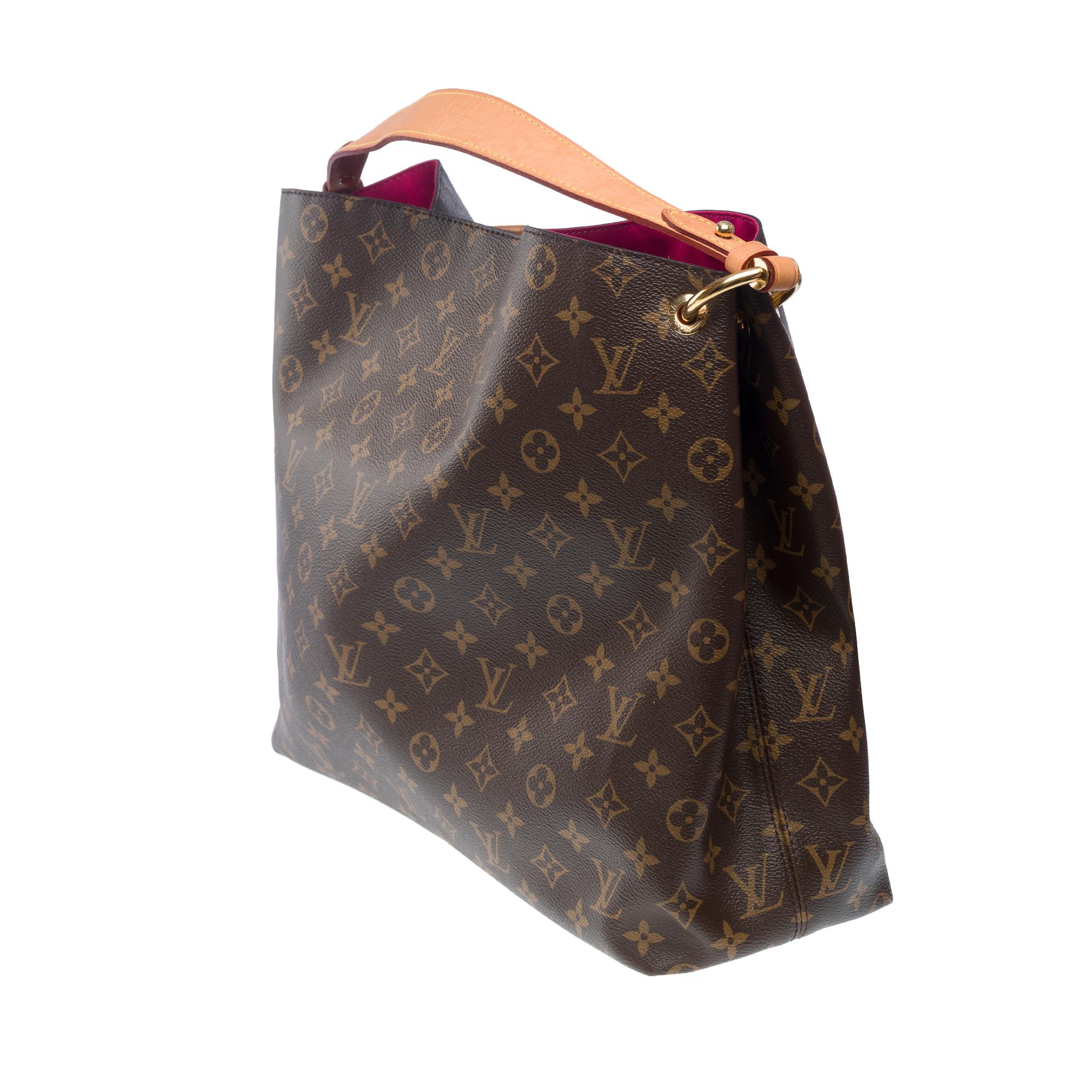 Louis Vuitton Graceful MM Tote Bag aus braunem Canvas mit Monogramm, GHW im Angebot 2