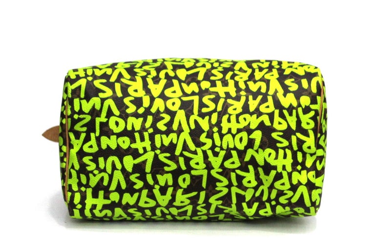 Louis Vuitton Monogram Canvas Neon Green Graffiti Stephen Sprouse Speedy 30  Bag with Charm Louis Vuitton