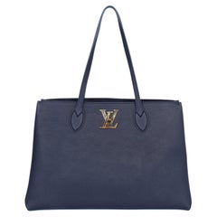 LOUIS VUITTON Grained Calfskin Lockme Shopper Blue