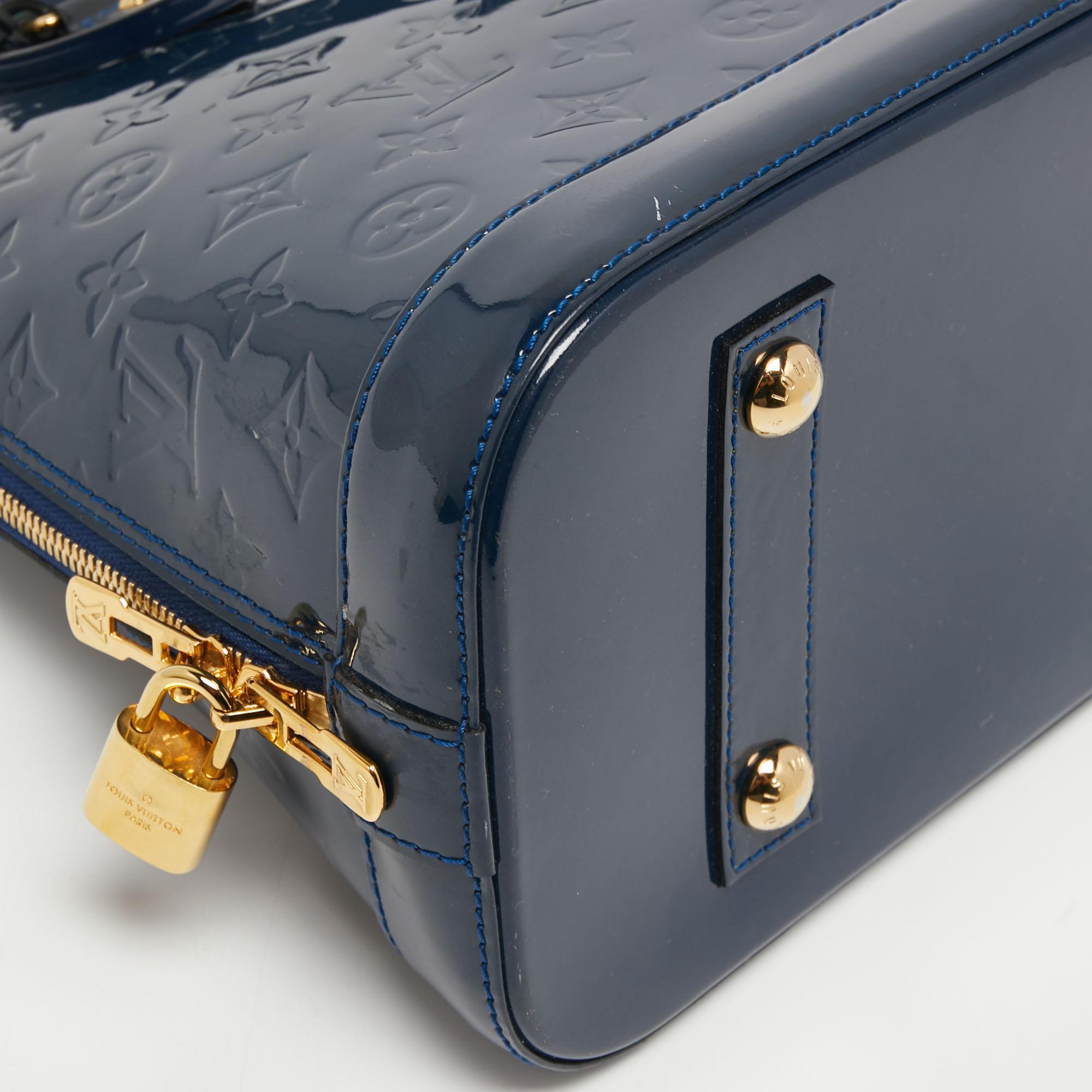 Louis Vuitton Grand Blue Monogram Vernis Alma PM Bag 8