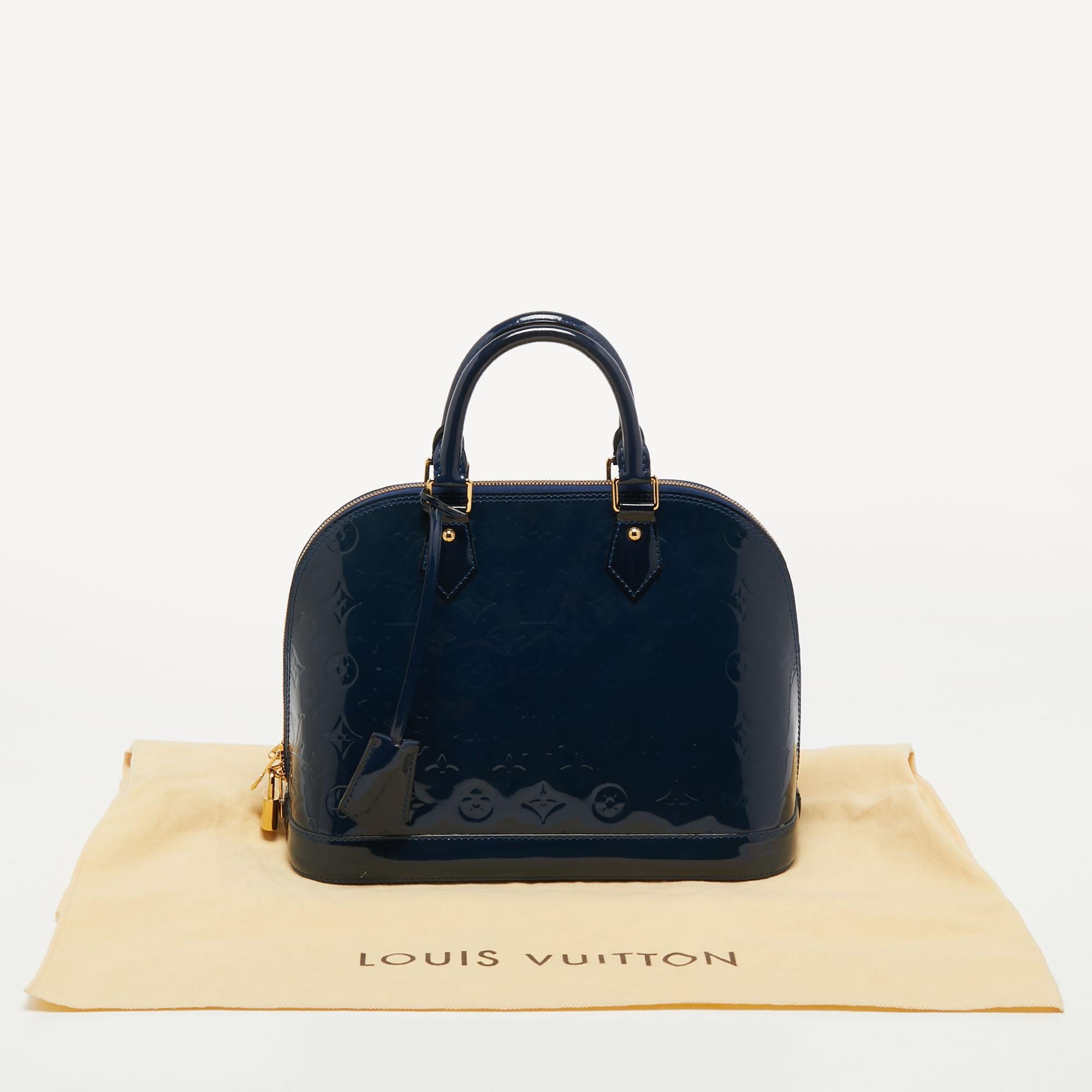 Louis Vuitton Grand Blue Monogram Vernis Alma PM Bag 11