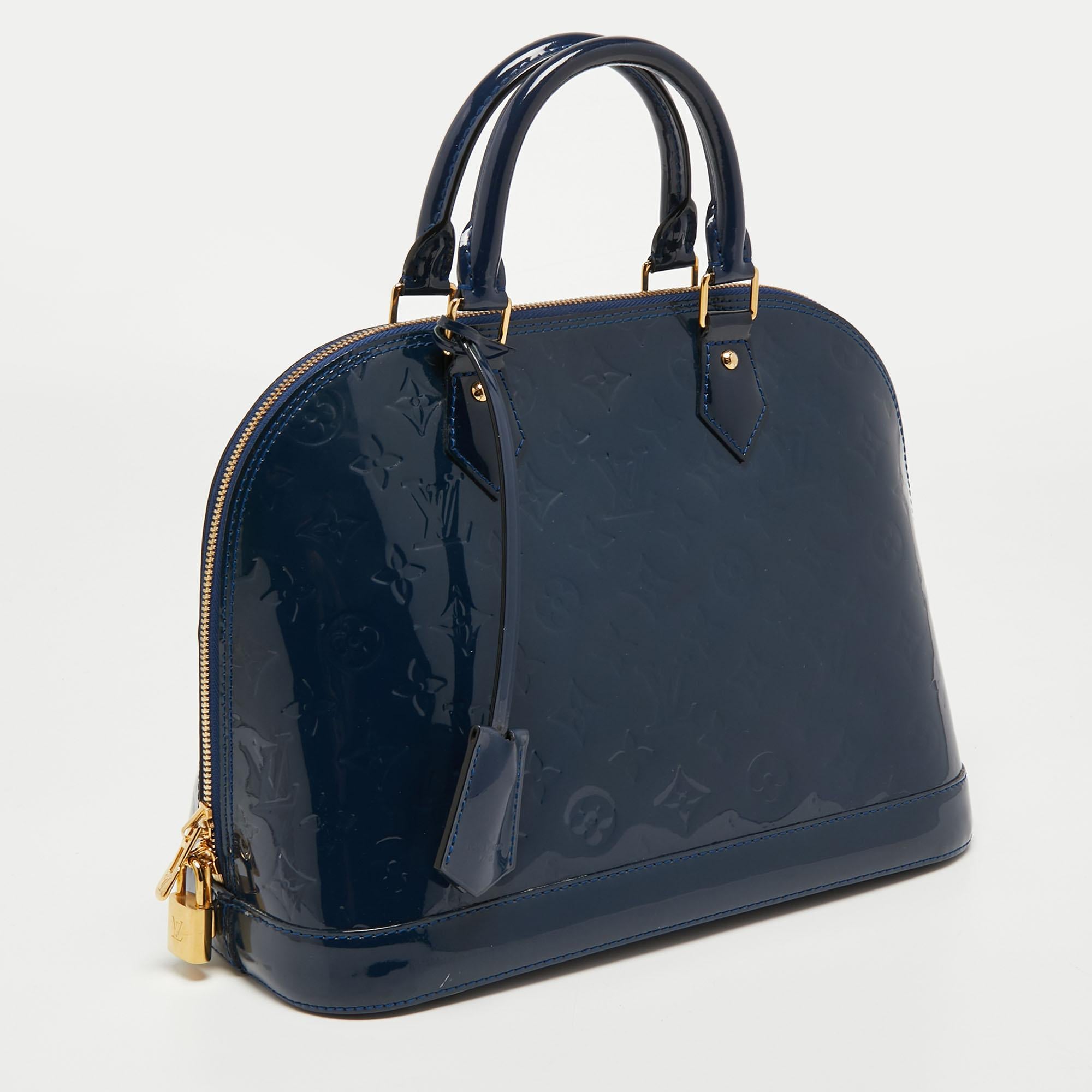 Women's Louis Vuitton Grand Blue Monogram Vernis Alma PM Bag