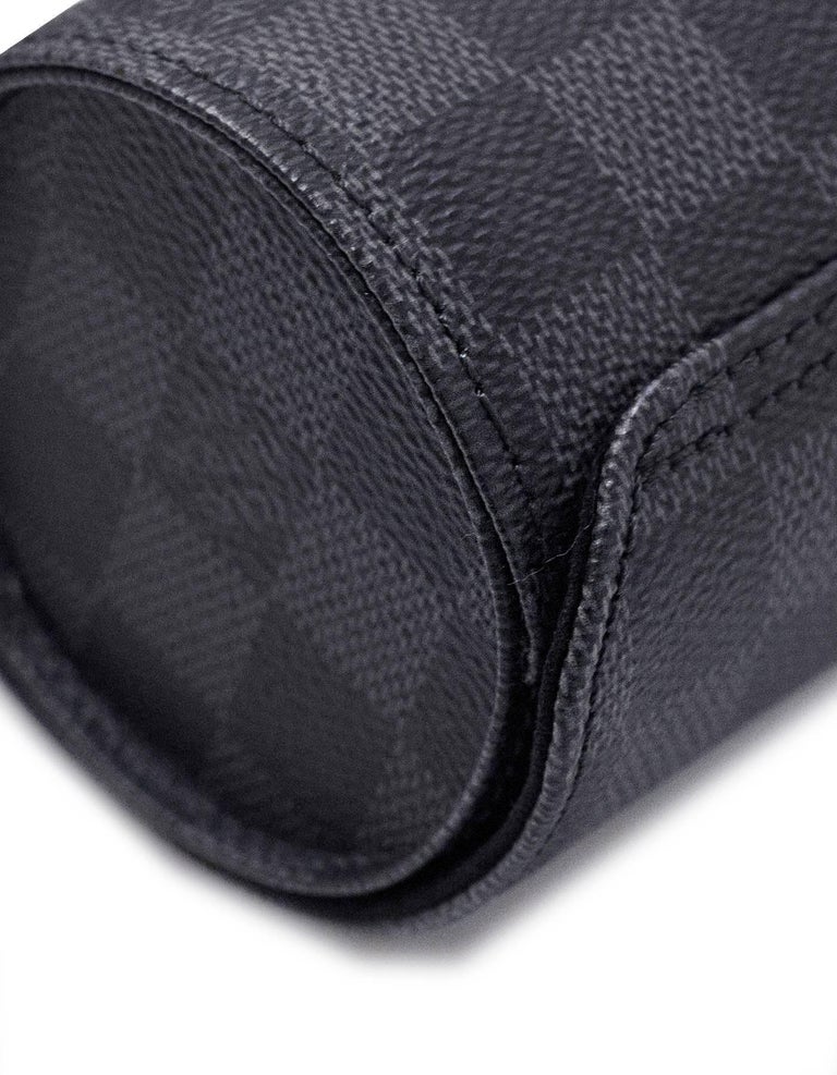 Louis Vuitton 3 Watch Case Damier Graphite Black 633541