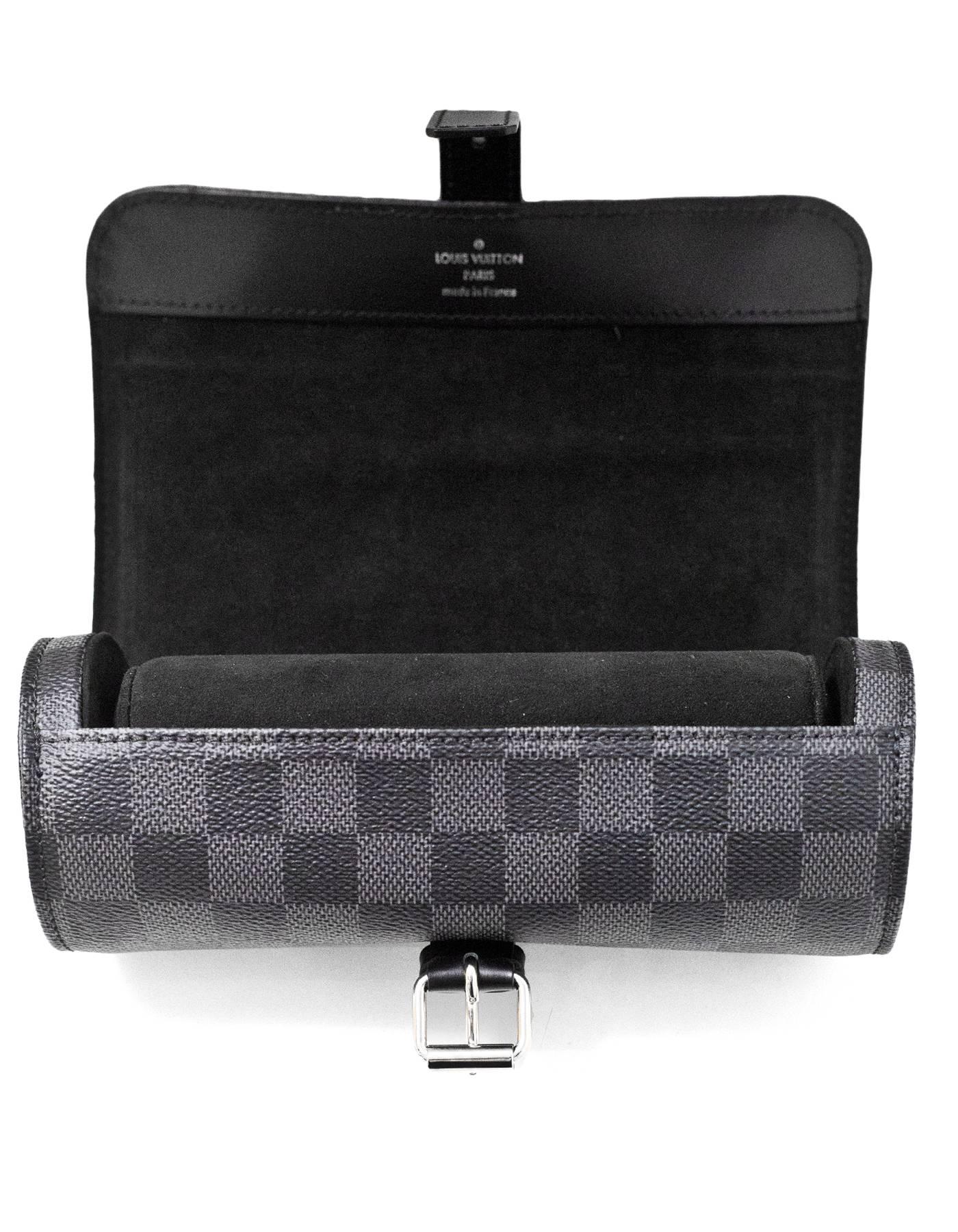 Black Louis Vuitton Graphite Damier 3 Watch Case with Box & Receipt