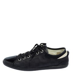Louis Vuitton Graphite Damier Black Leather Cap Toe Low Top Sneakers Size 42.5