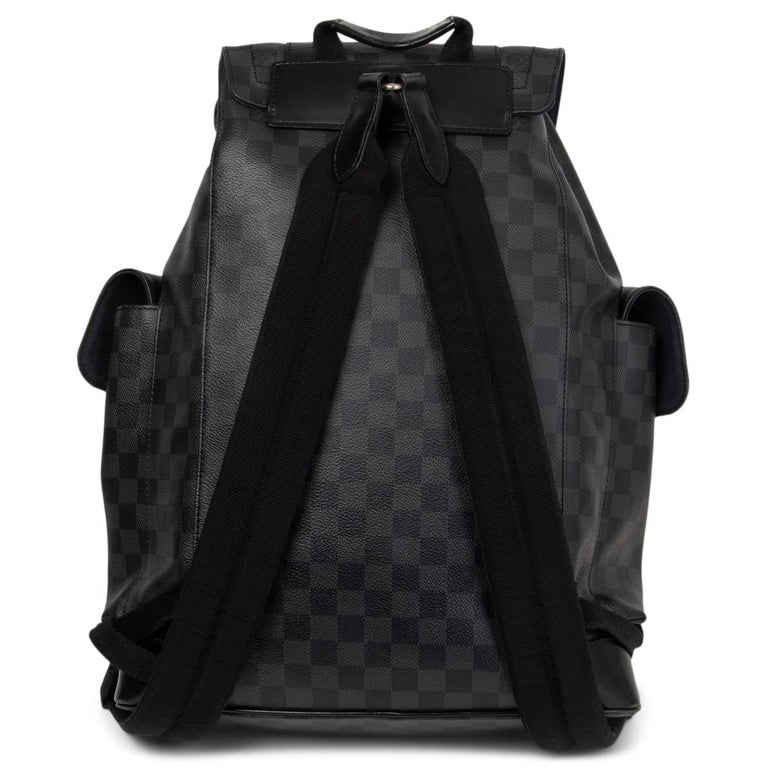 LOUIS VUITTON Graphite grey DAMIER CANVAS CHRISTOPHER PM Backpack Bag In Excellent Condition For Sale In Zürich, CH