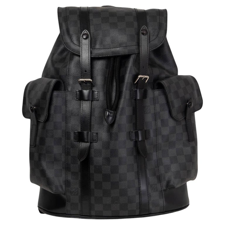 LOUIS VUITTON Graphite grey DAMIER CANVAS CHRISTOPHER PM Backpack Bag For Sale