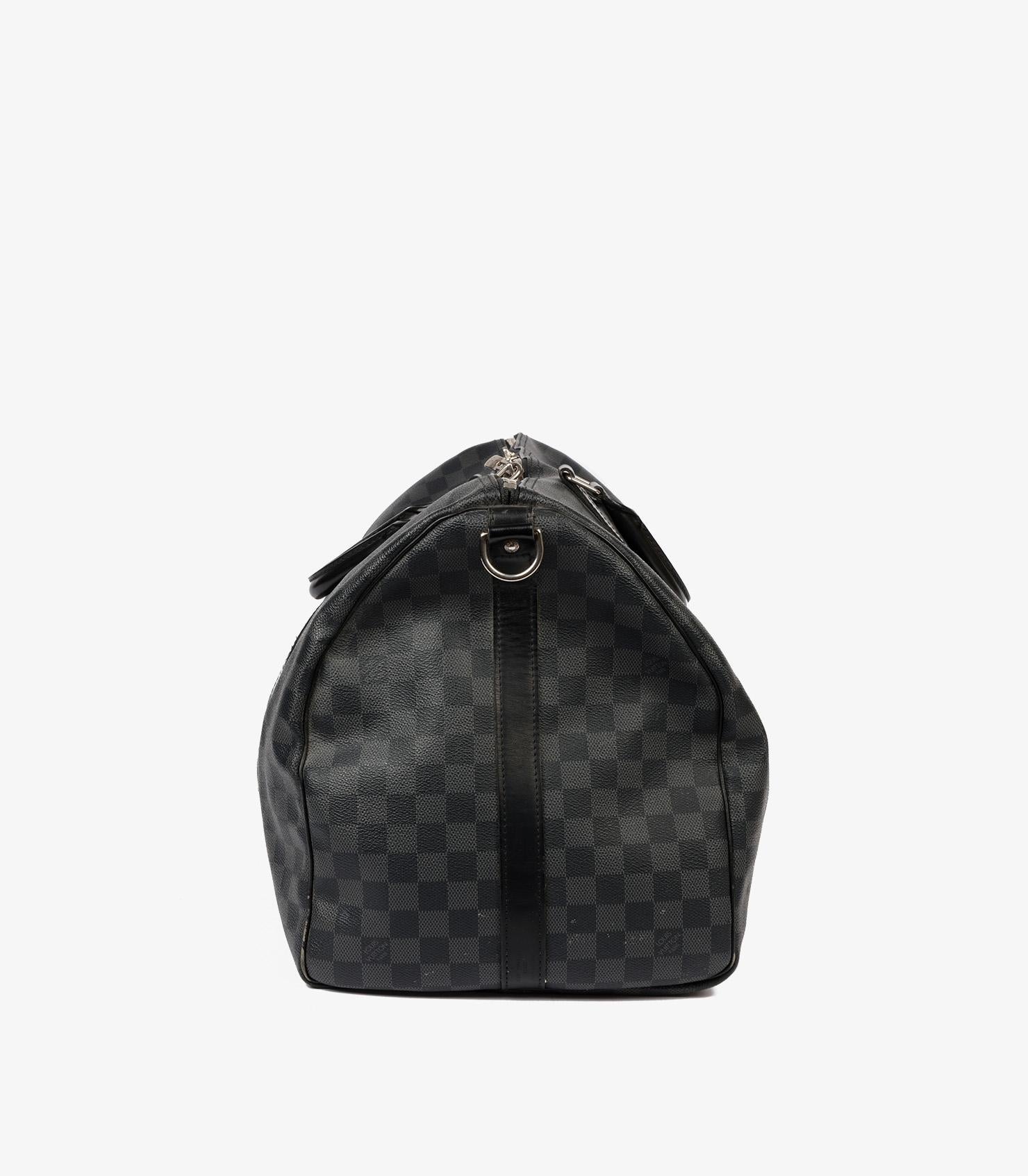 Louis Vuitton Graphite Monogram Damier Keepall 55 Bandoulière In Excellent Condition For Sale In Bishop's Stortford, Hertfordshire