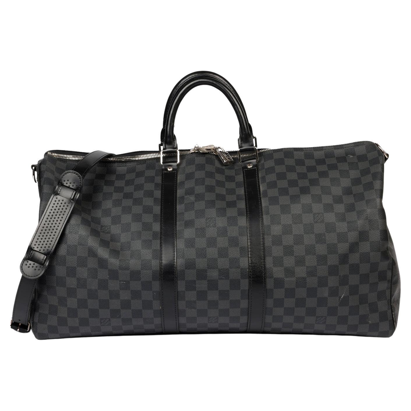 Louis Vuitton Graphite Monogram Damier Keepall 55 Bandoulière For Sale