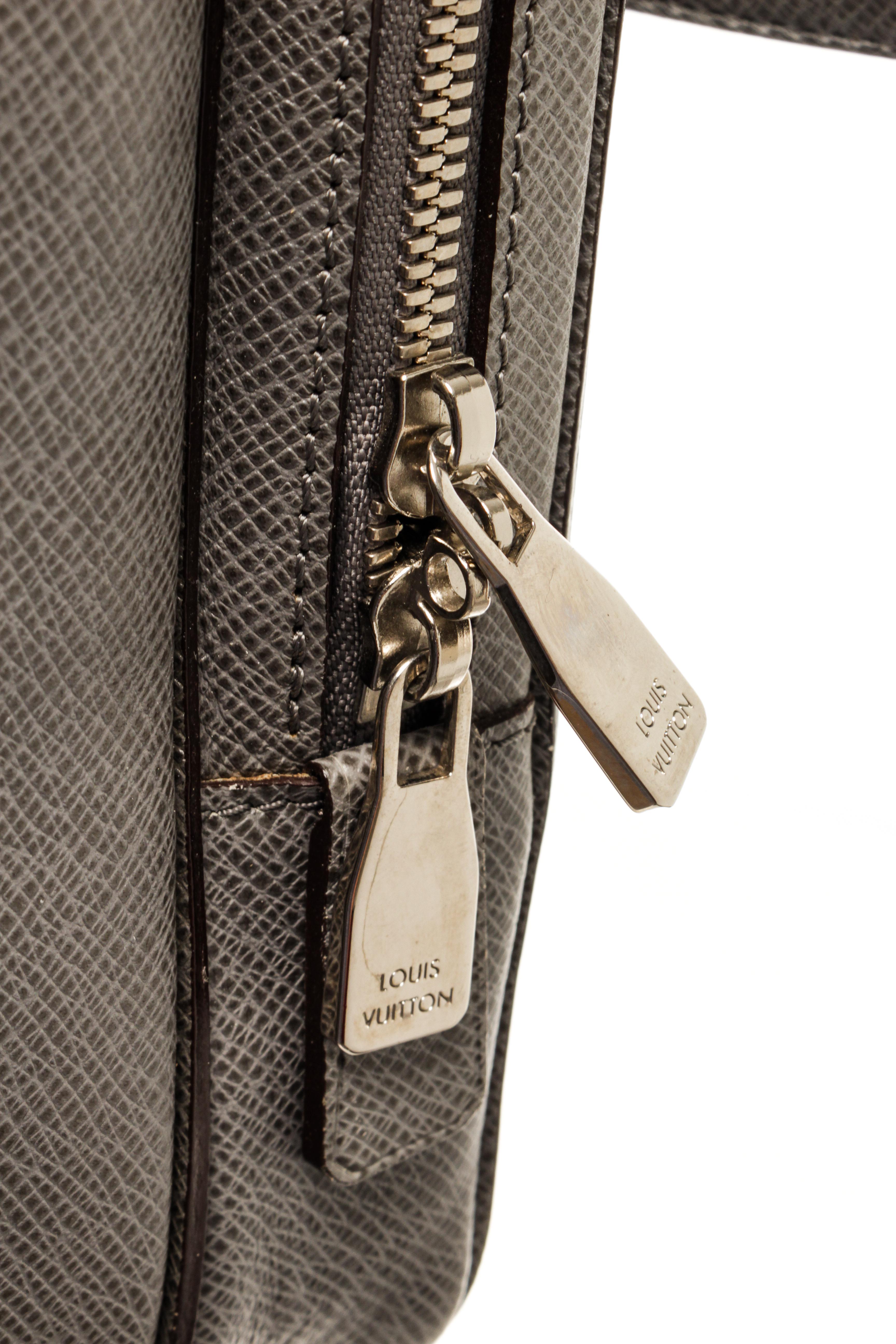 Louis Vuitton Gray Taiga Leather Vassili GM Briefcase Bag at 1stDibs ...