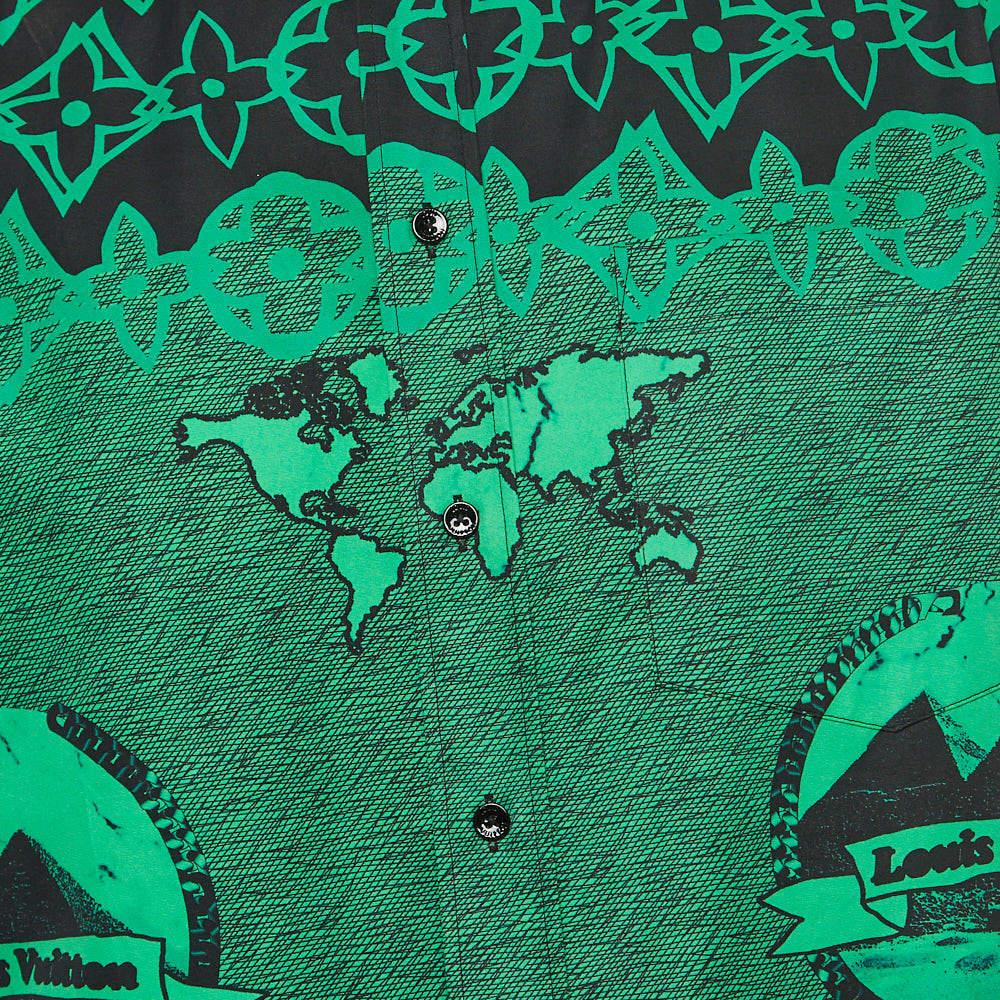Men's Louis Vuitton Green/Black Printed Cotton Oversized Shirt S