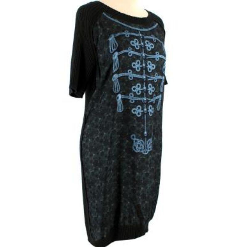 Louis Vuitton Green & Blue Printed Silk & Wool Dress In Excellent Condition For Sale In London, GB