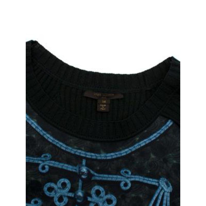 Louis Vuitton Green & Blue Printed Silk & Wool Dress For Sale 4