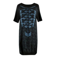 Louis Vuitton Green & Blue Printed Silk & Wool Dress