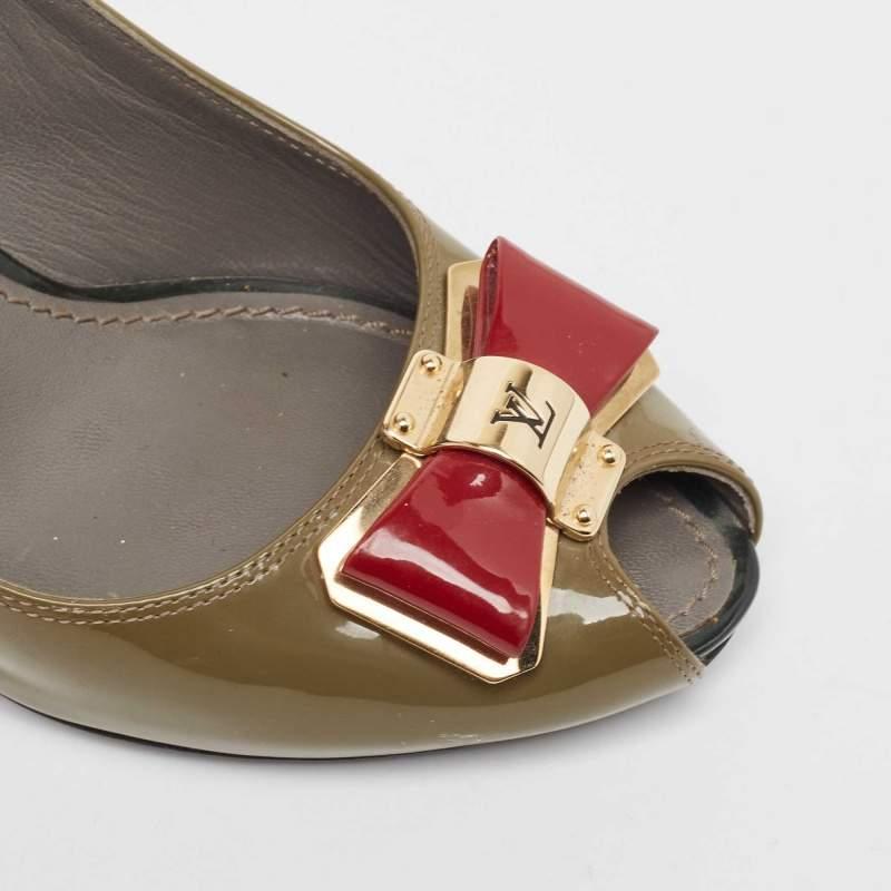 Louis Vuitton Green Bow Peep Toe Pumps Size 37 2