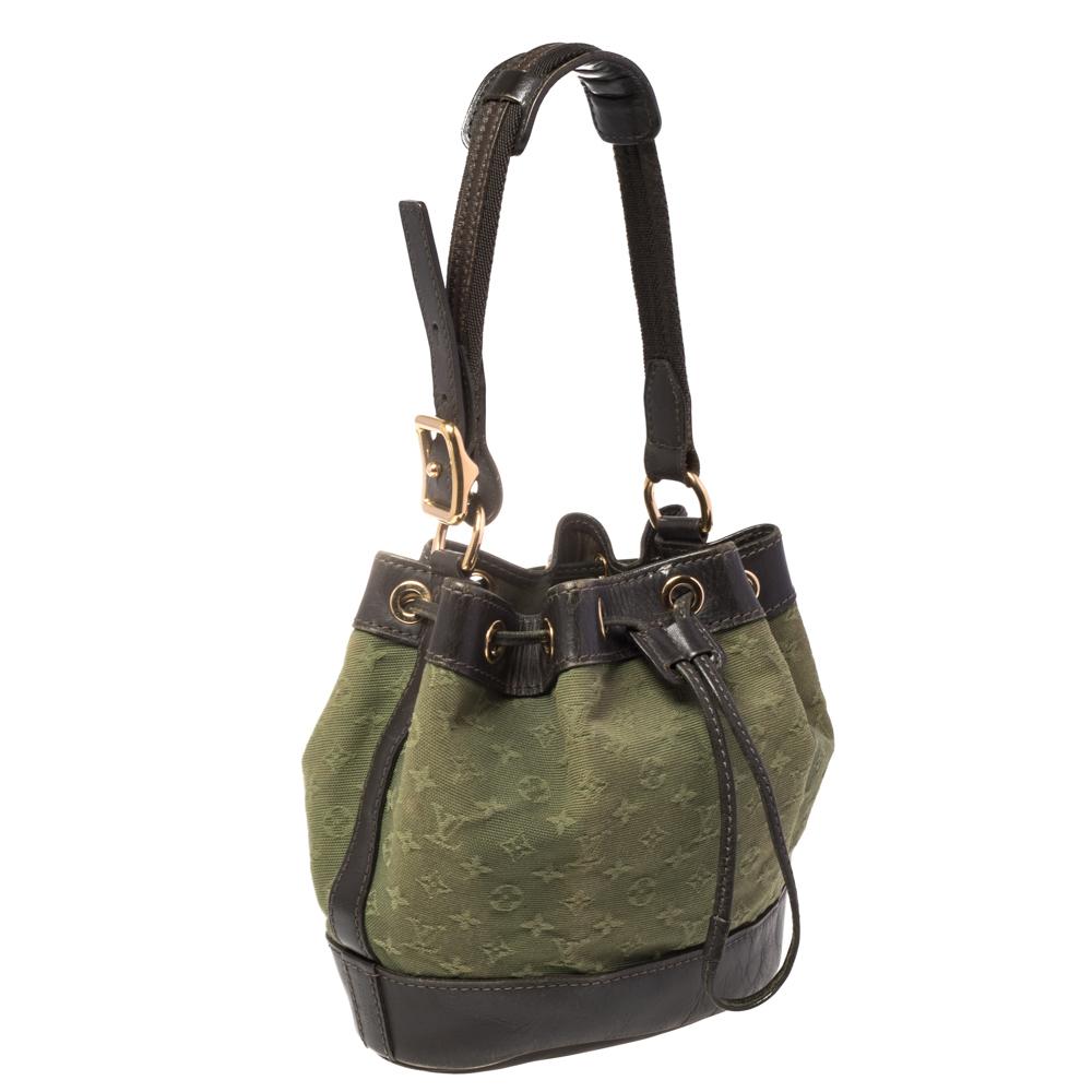 Louis Vuitton Grün/Braun Monogram Mini Lin Canvas Noelie Tasche (Schwarz)