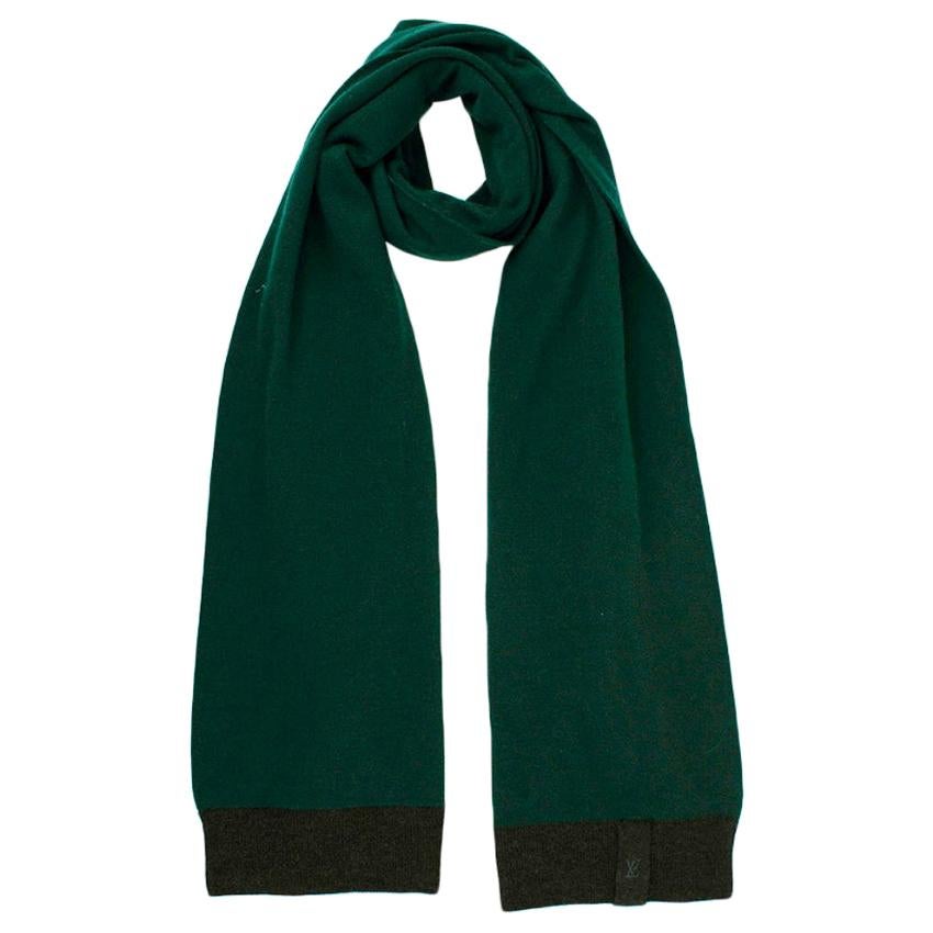 Louis Vuitton Green Cashmere Knit Scarf For Sale