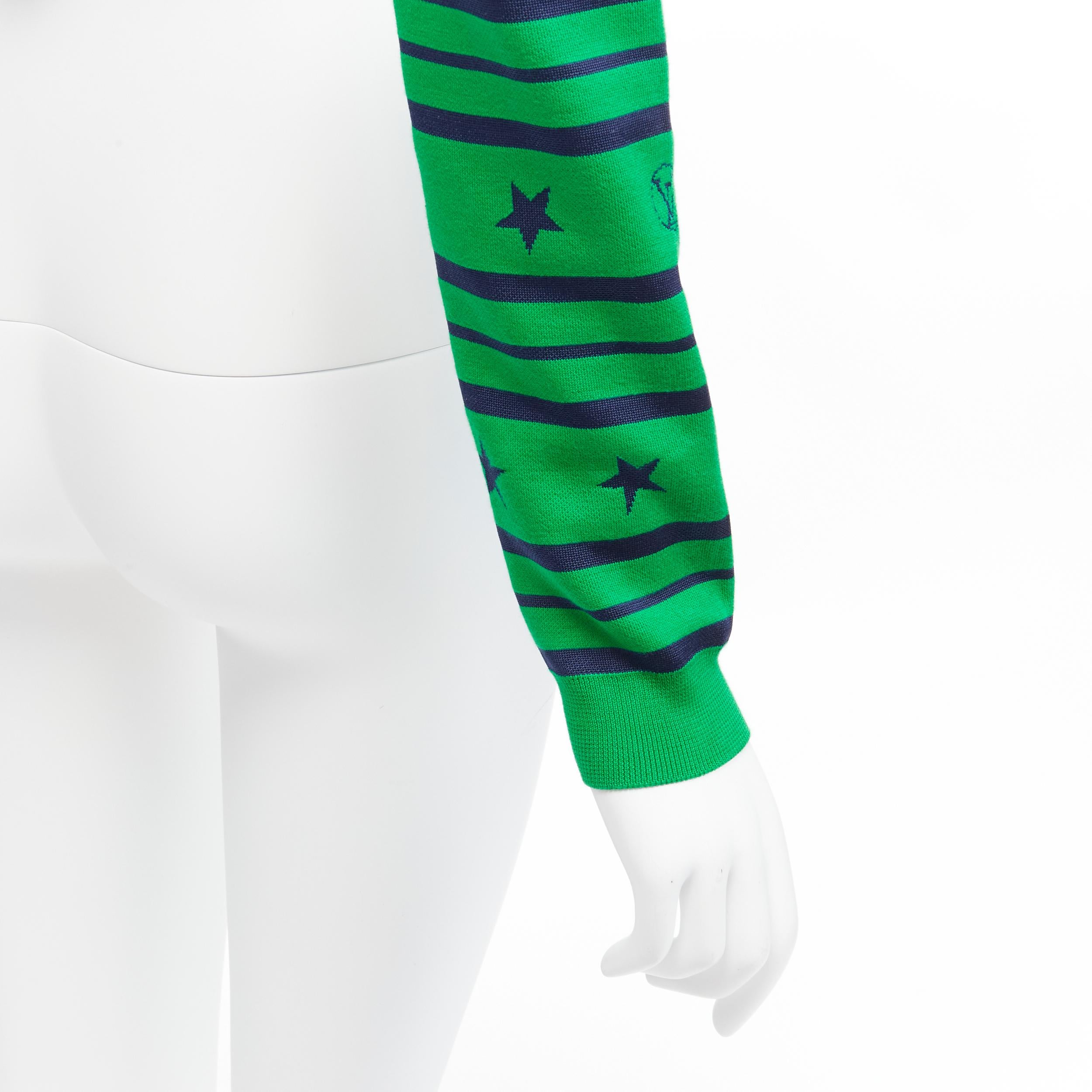 LOUIS VUITTON green cotton silk star logo striped cropped cardigan XS 5
