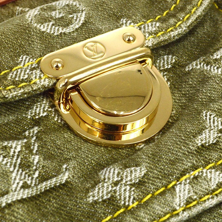 Louis Vuitton Green Denim LV Monogram Logo Baggy Top Handle Shoulder Bag