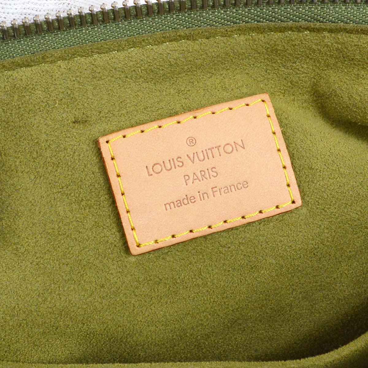 LOUIS VUITTON Green Denim LV Monogram Logo Baggy Top Handle Shoulder Bag In Good Condition For Sale In Chicago, IL