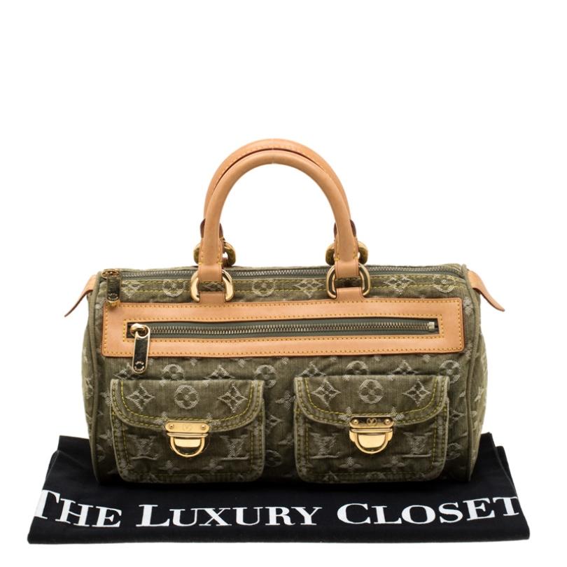 Louis Vuitton Green Denim Monogram Neo Speedy Bag For Sale 4