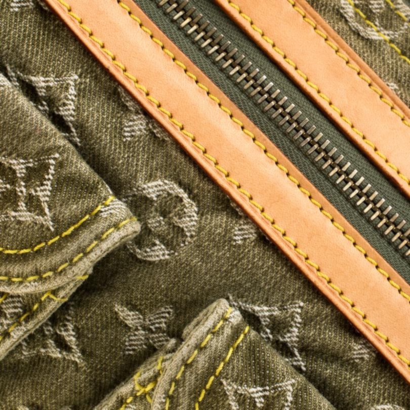 Brown Louis Vuitton Green Denim Monogram Neo Speedy Bag For Sale