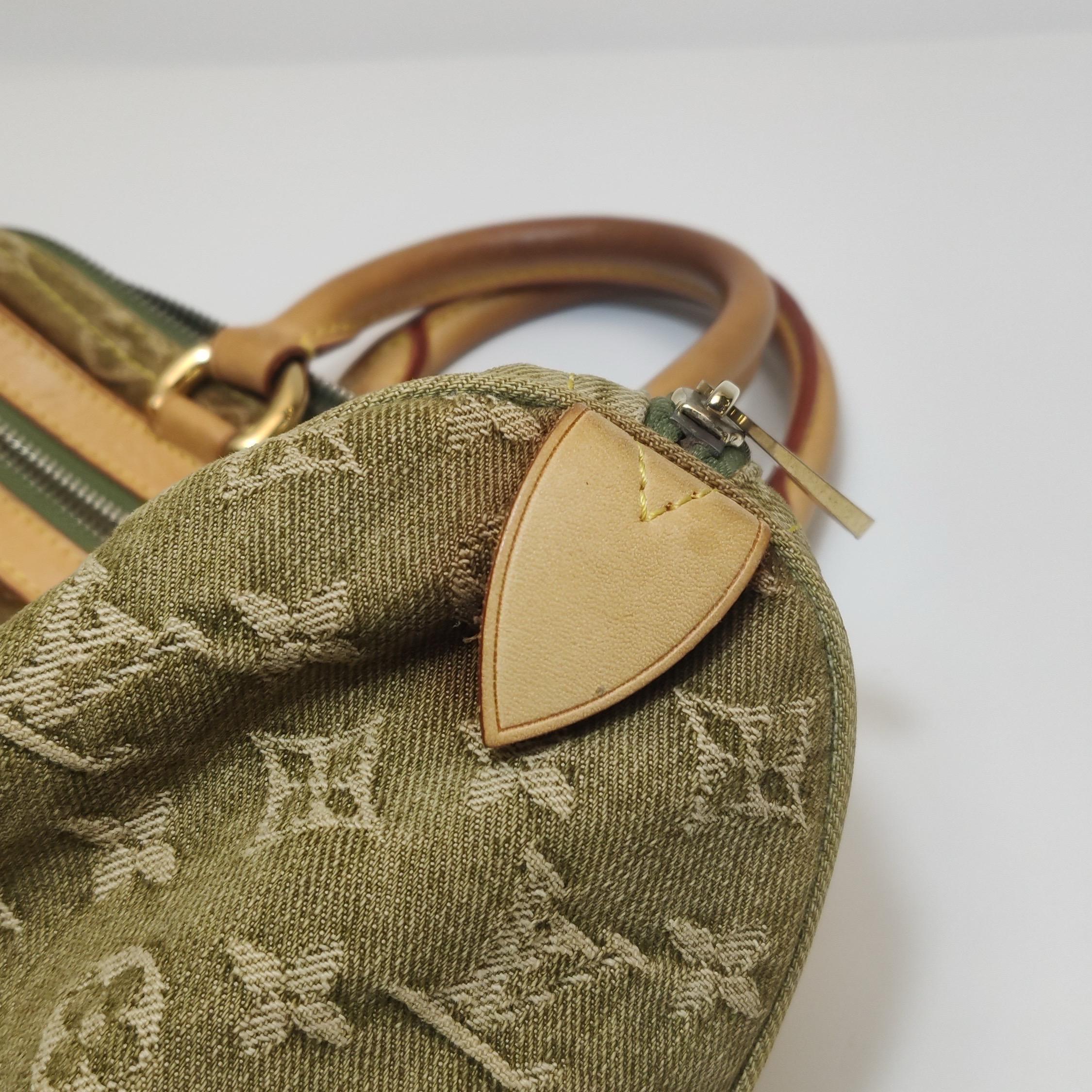Louis Vuitton Green Denim Neo Speedy Boston Bag For Sale 8