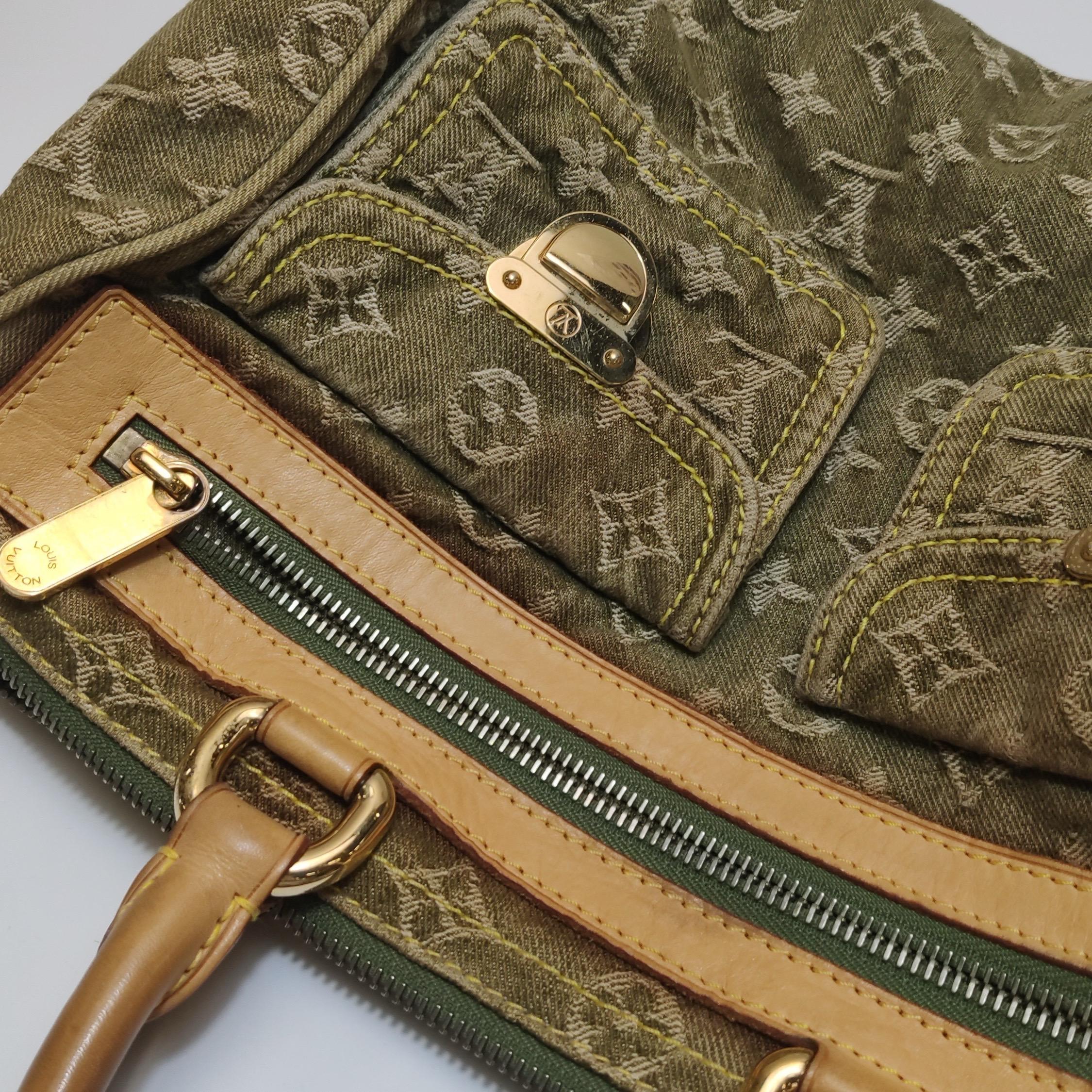 Louis Vuitton Green Denim Neo Speedy Boston Bag For Sale 15