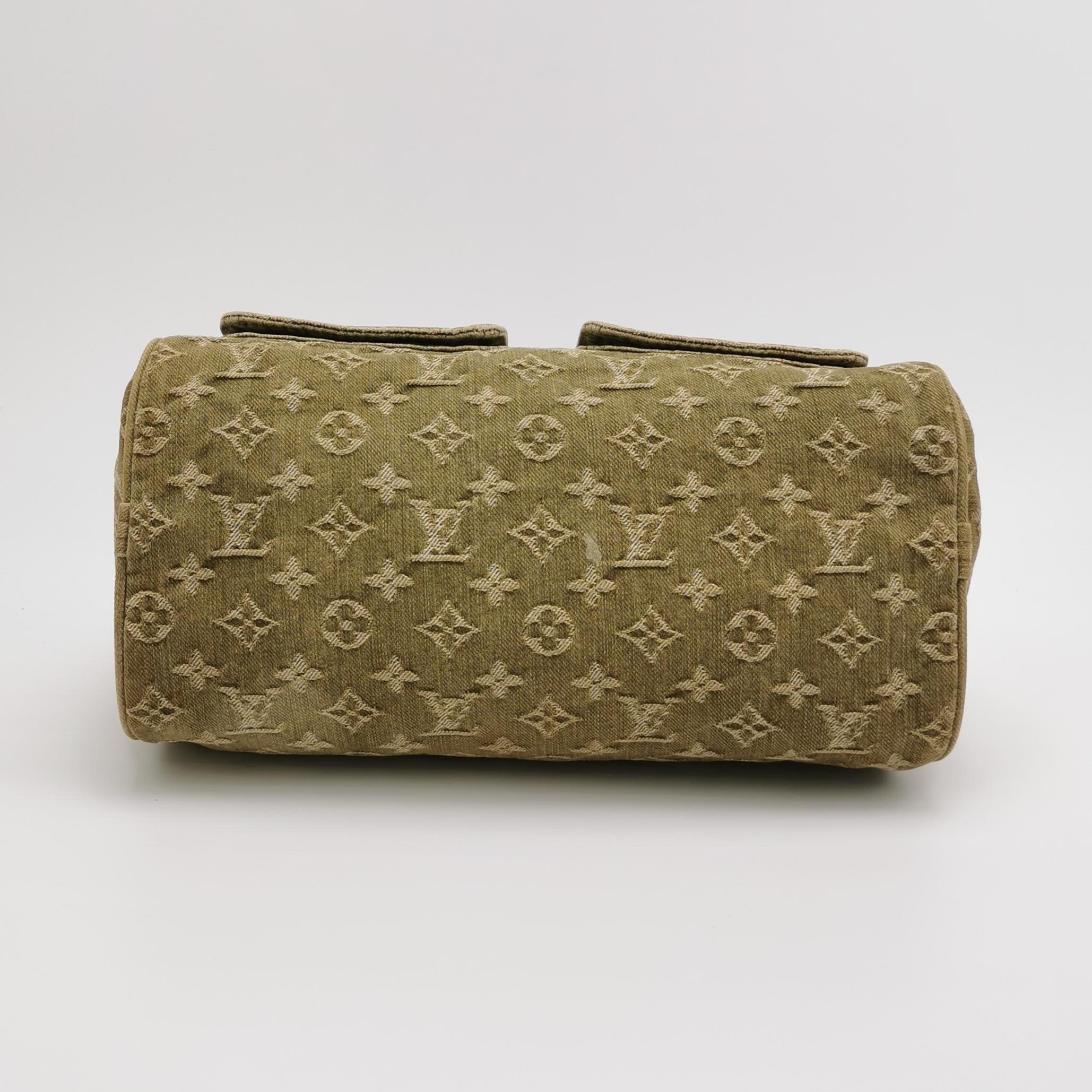 Women's or Men's Louis Vuitton Green Denim Neo Speedy Boston Bag For Sale