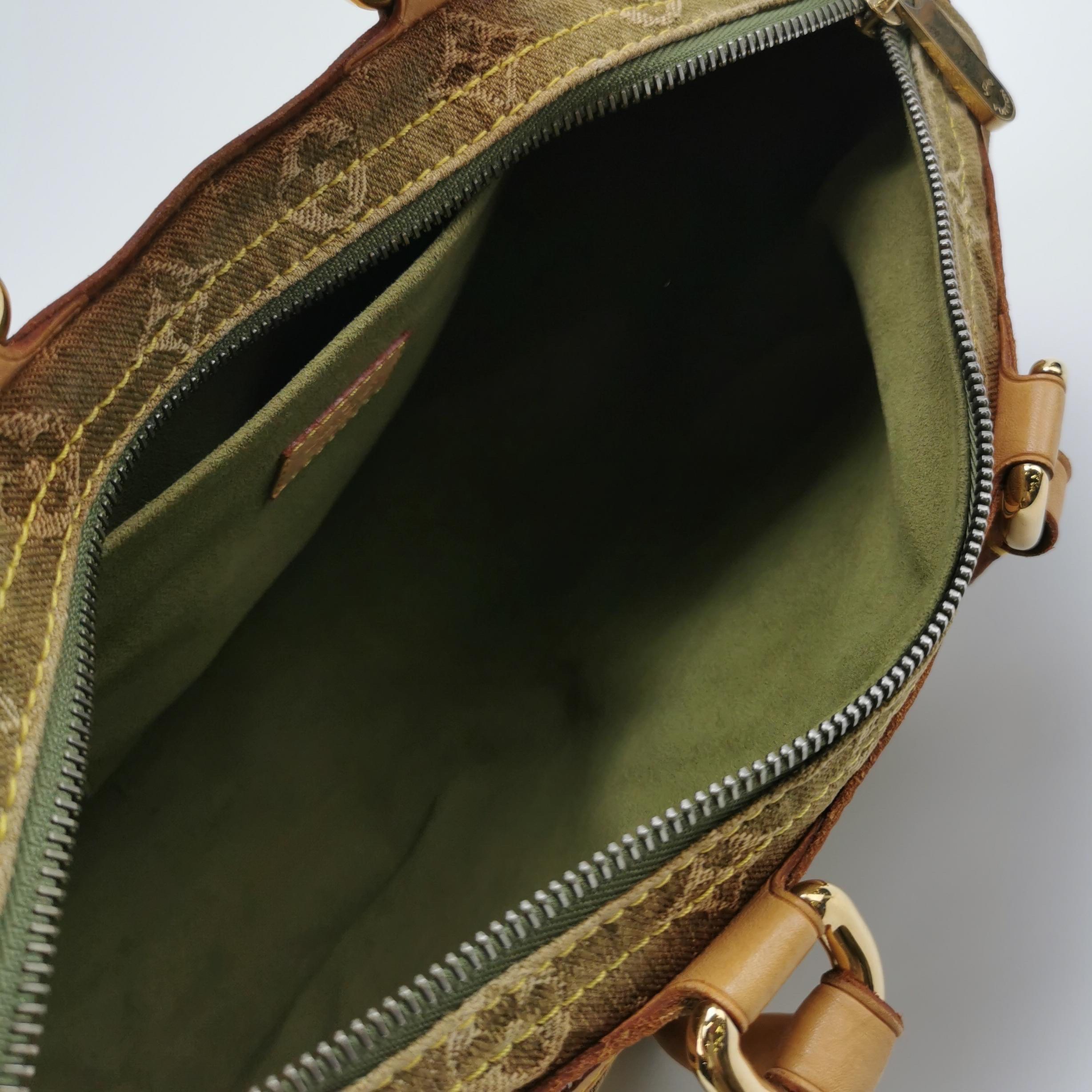 Louis Vuitton Green Denim Neo Speedy Boston Bag For Sale 2