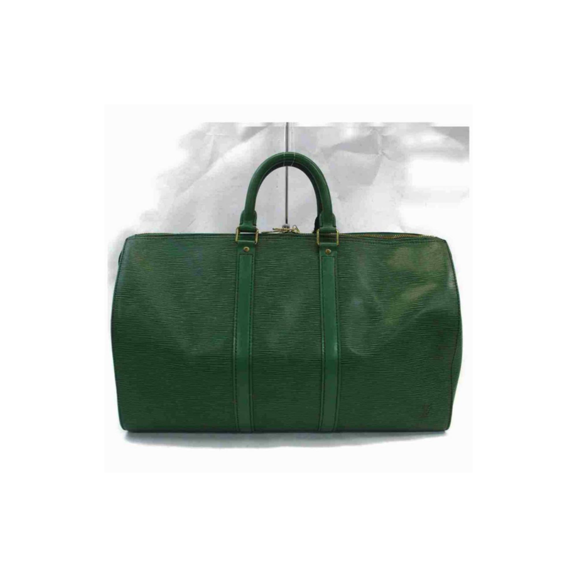 Louis Vuitton Green Epi Leather Borneo Keepall 45 Duffle Bag 853599 1