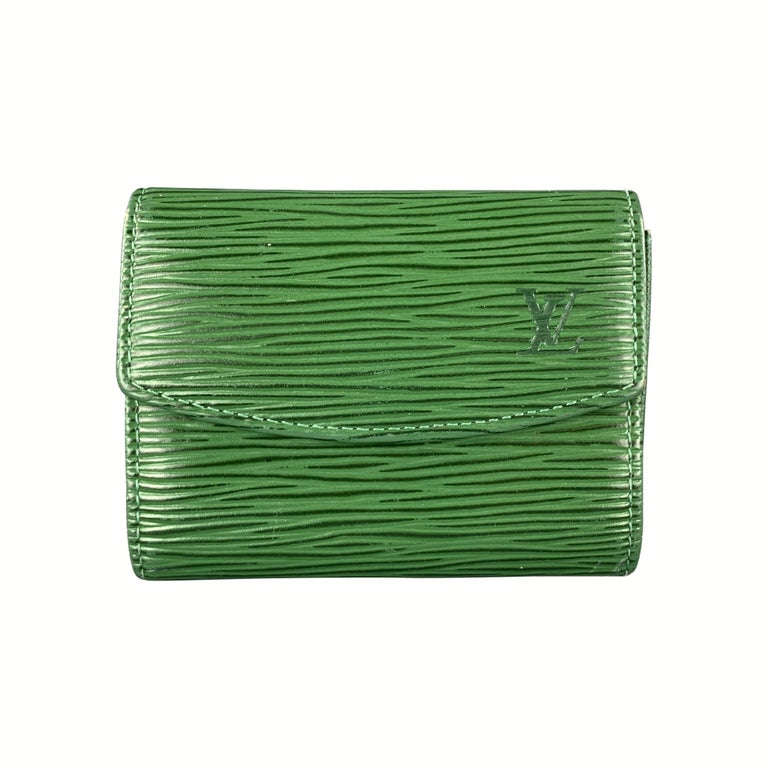 LOUIS VUITTON Green Epi Leather Coin Purse Card Holder Wallet at 1stDibs