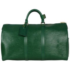 Vintage Louis Vuitton Green Epi Leather Keepall 50 Duffle Bag