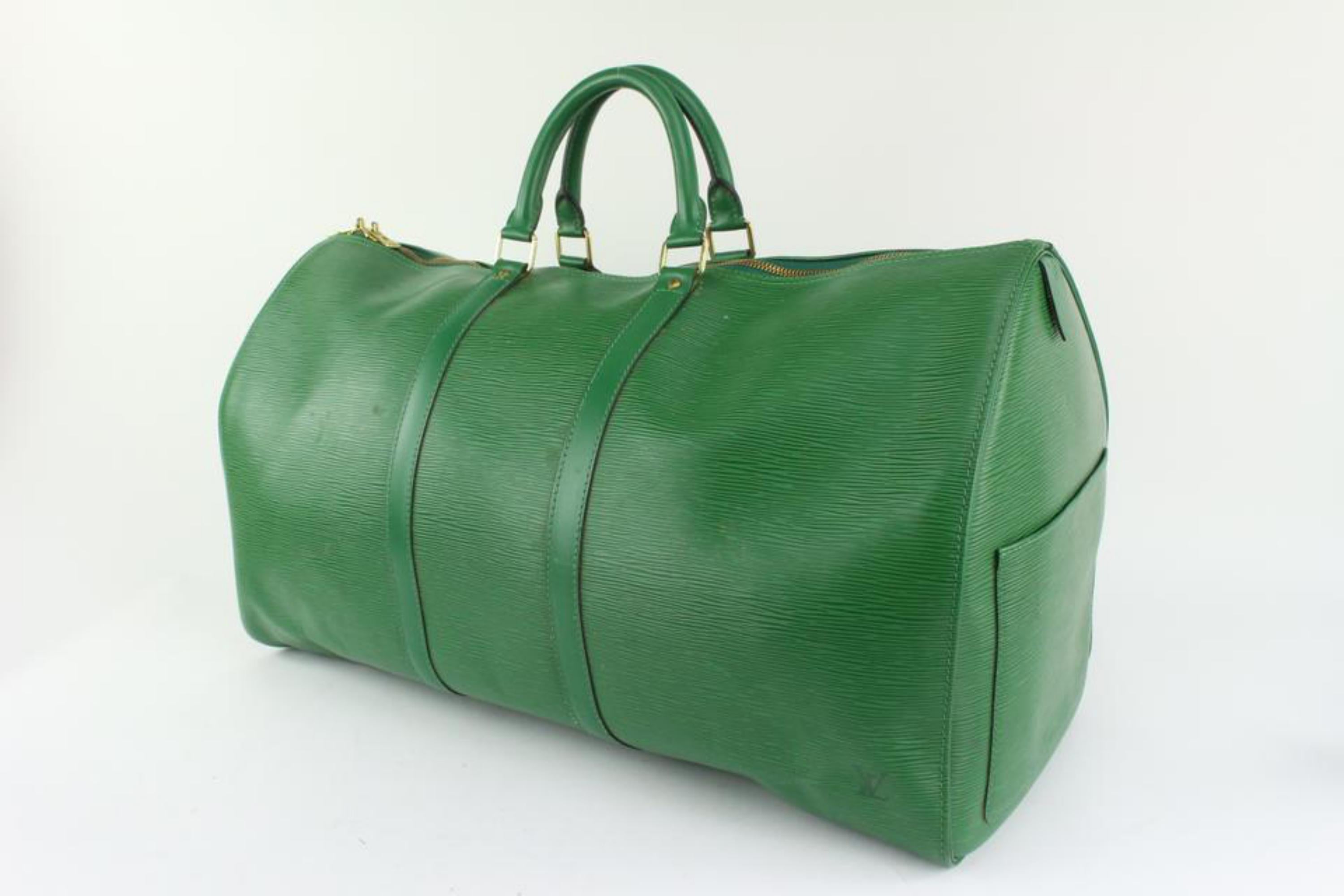 Louis Vuitton Green Epi Leather Keepall 55 Boston Bag 123lv27 7
