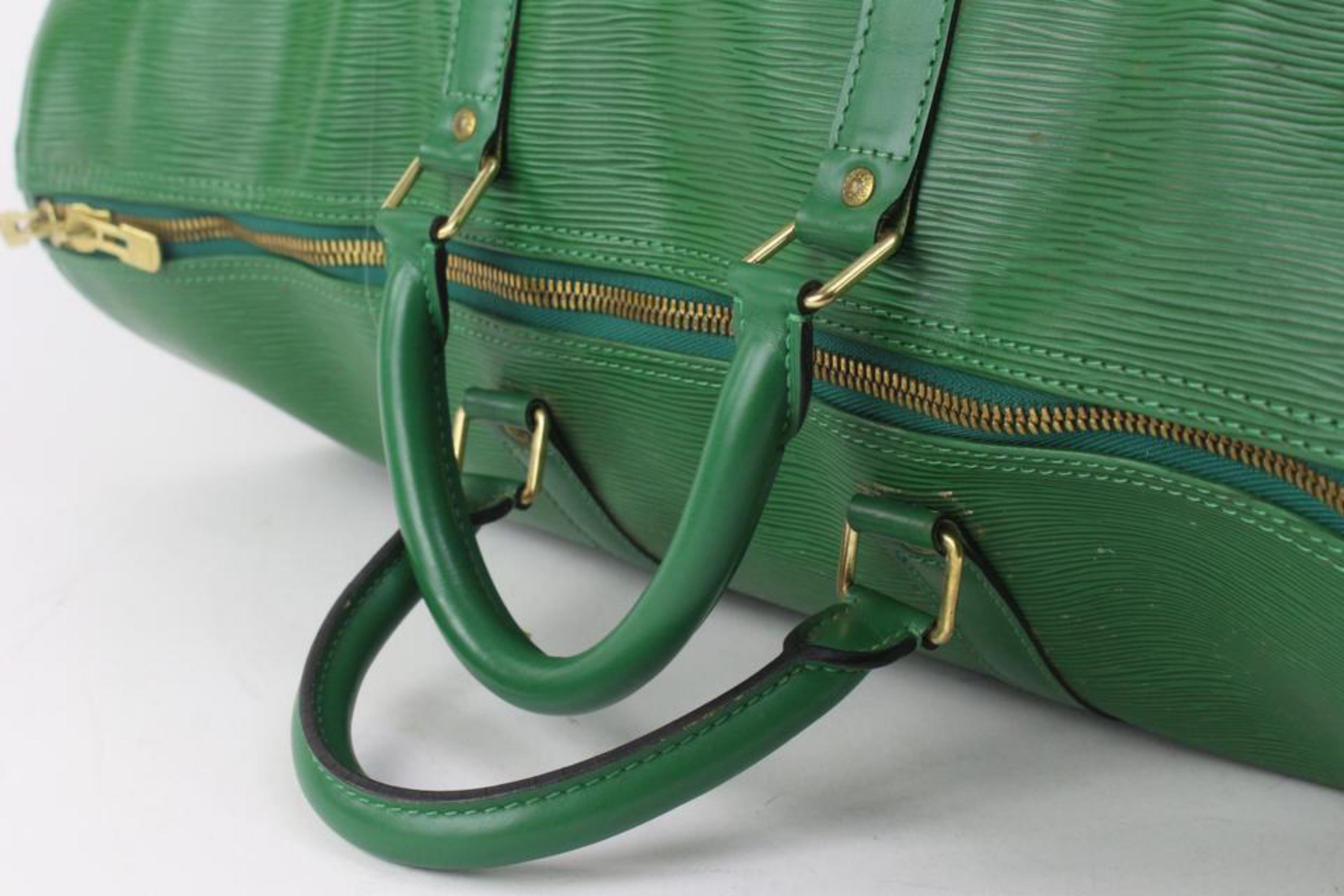 Louis Vuitton Green Epi Leather Keepall 55 Boston Bag 123lv27 3