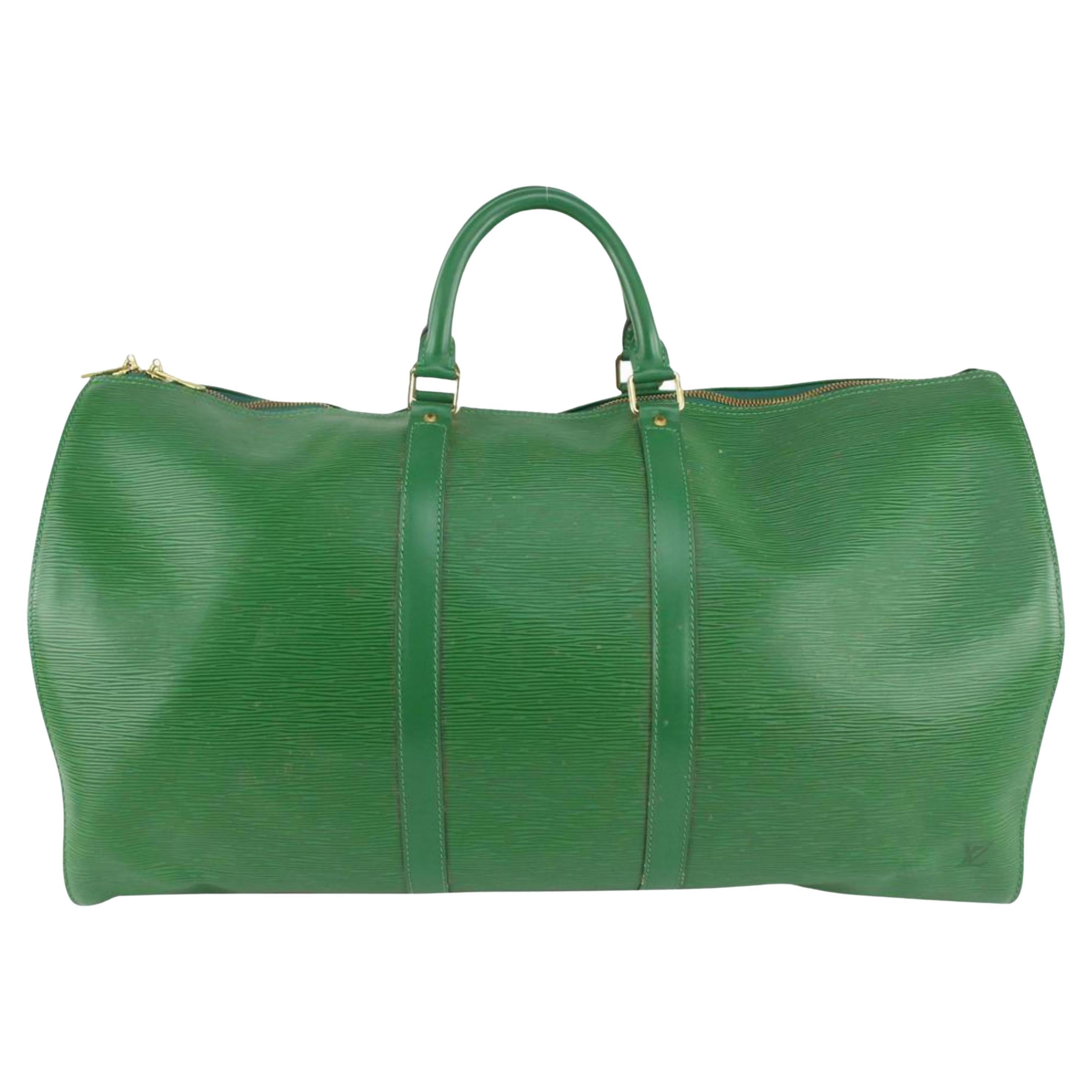 Louis Vuitton Green Epi Leather Keepall 55 Boston Bag 123lv27