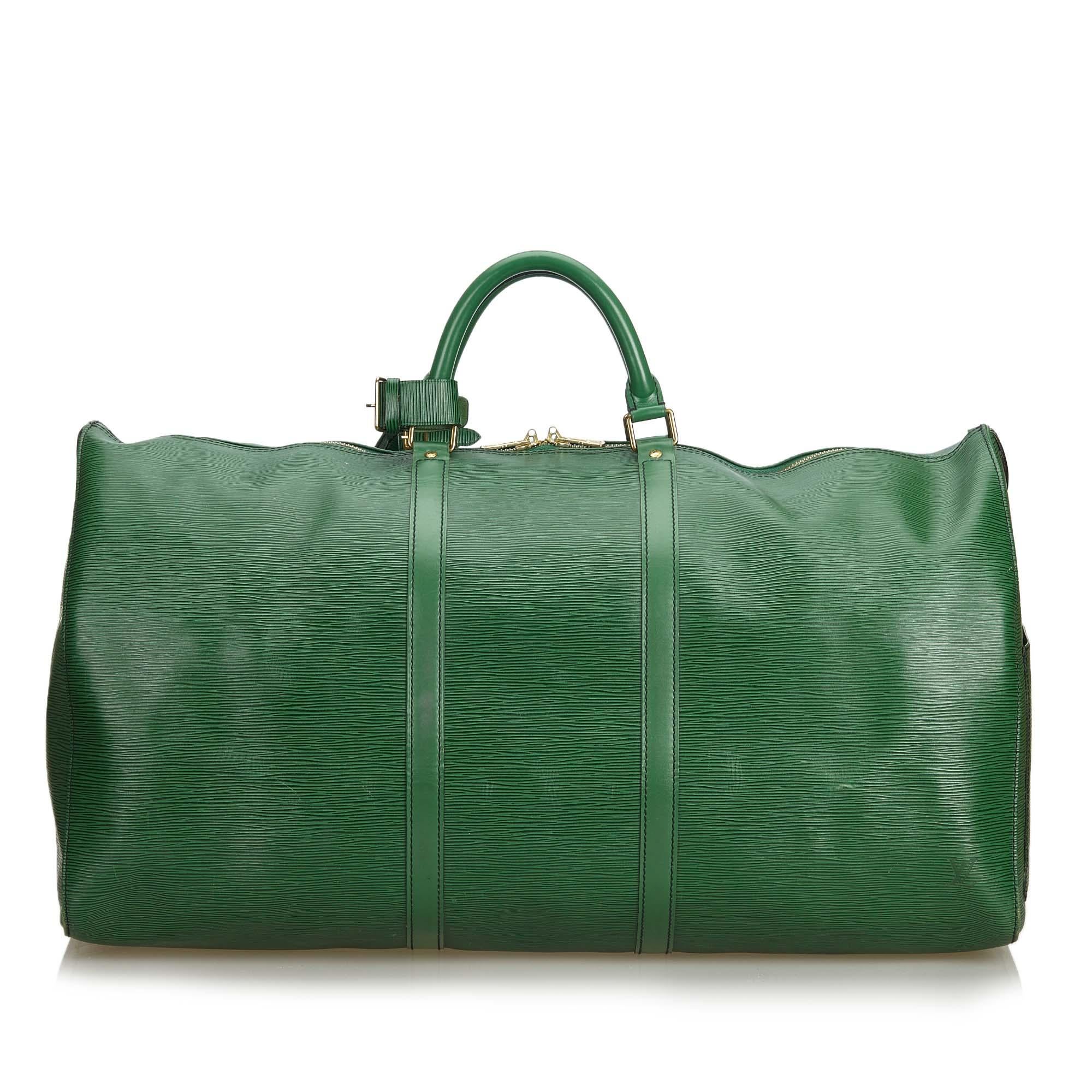 Gray Louis Vuitton Green Epi Leather Leather Epi Keepall 60 France