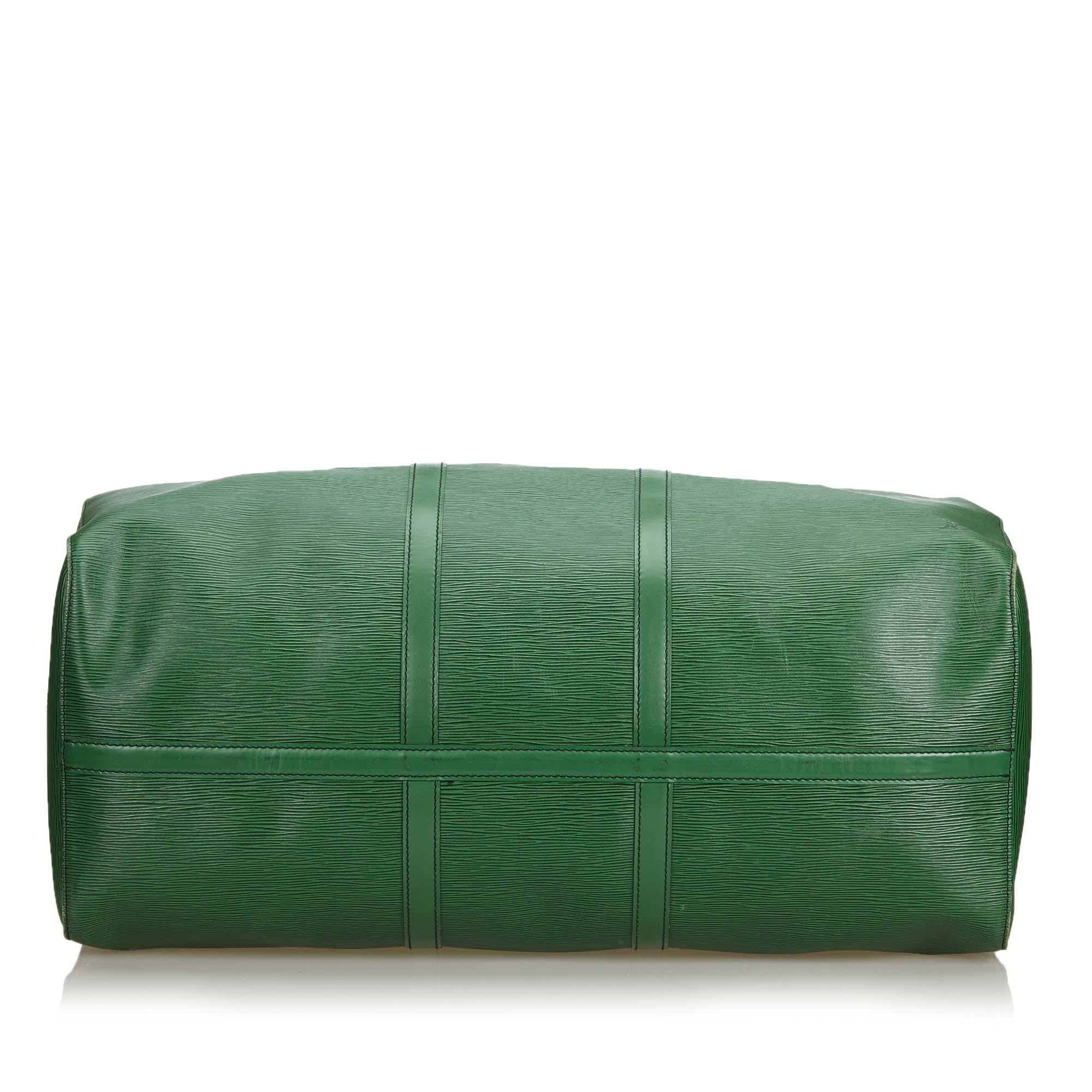 Louis Vuitton Green Epi Leather Leather Epi Keepall 60 France In Good Condition In Orlando, FL