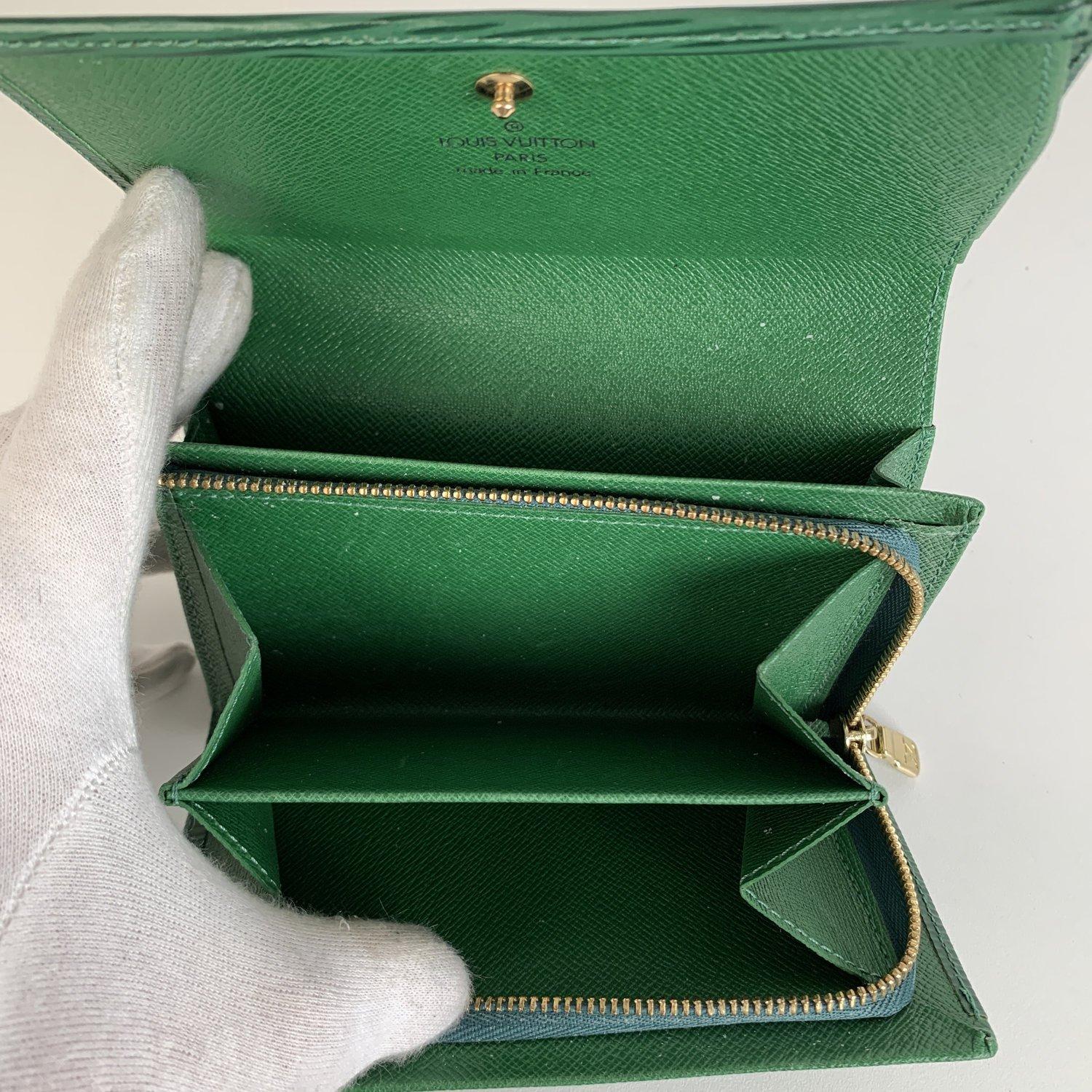 Black Louis Vuitton Green Epi Leather Porte-Monnaie Tresor Wallet