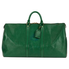 LOUIS VUITTON Green Epi Leather Used Keepall 55