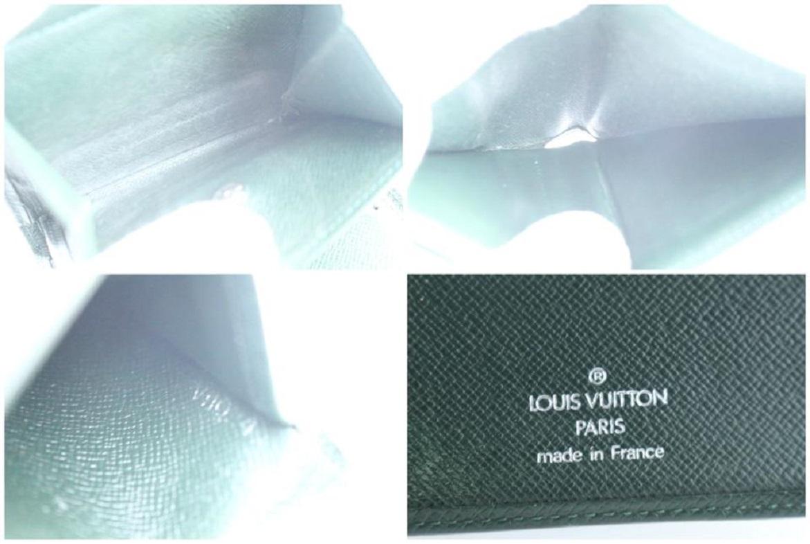 Gray Louis Vuitton Green Epicea Taiga Leather Bifold 11lr0626 Wallet For Sale