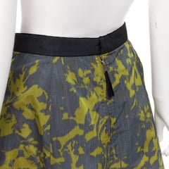 LOUIS VUITTON green floral jacquard velvet trim LV zip flared skirt