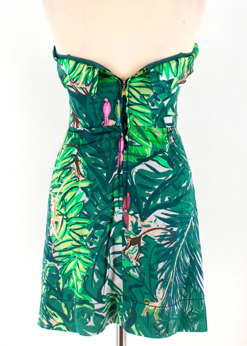  Louis Vuitton Green Floral Satin Bustier Dress S In Excellent Condition In London, GB