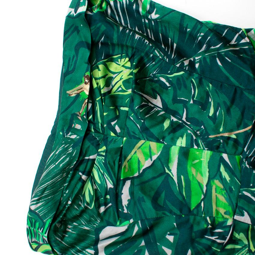 Louis Vuitton Green Floral Satin Bustier Dress S 1