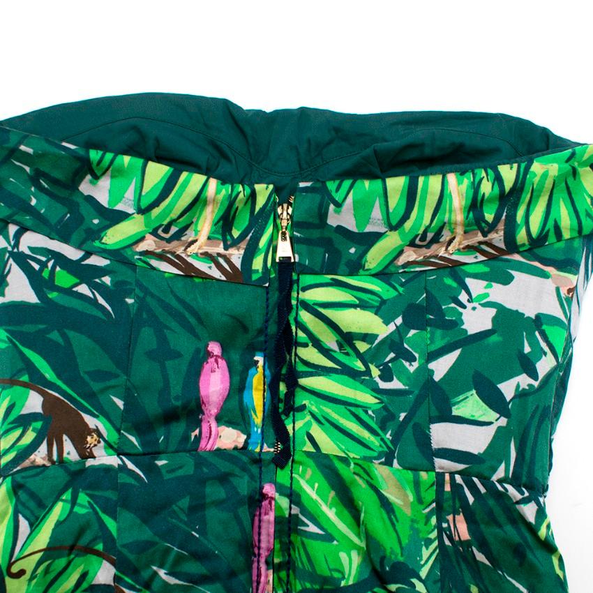 Louis Vuitton Green Floral Satin Bustier Dress - Size S 2