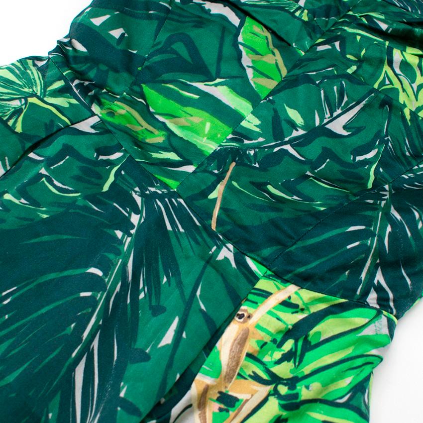 Louis Vuitton Green Floral Satin Bustier Dress - Size S 4
