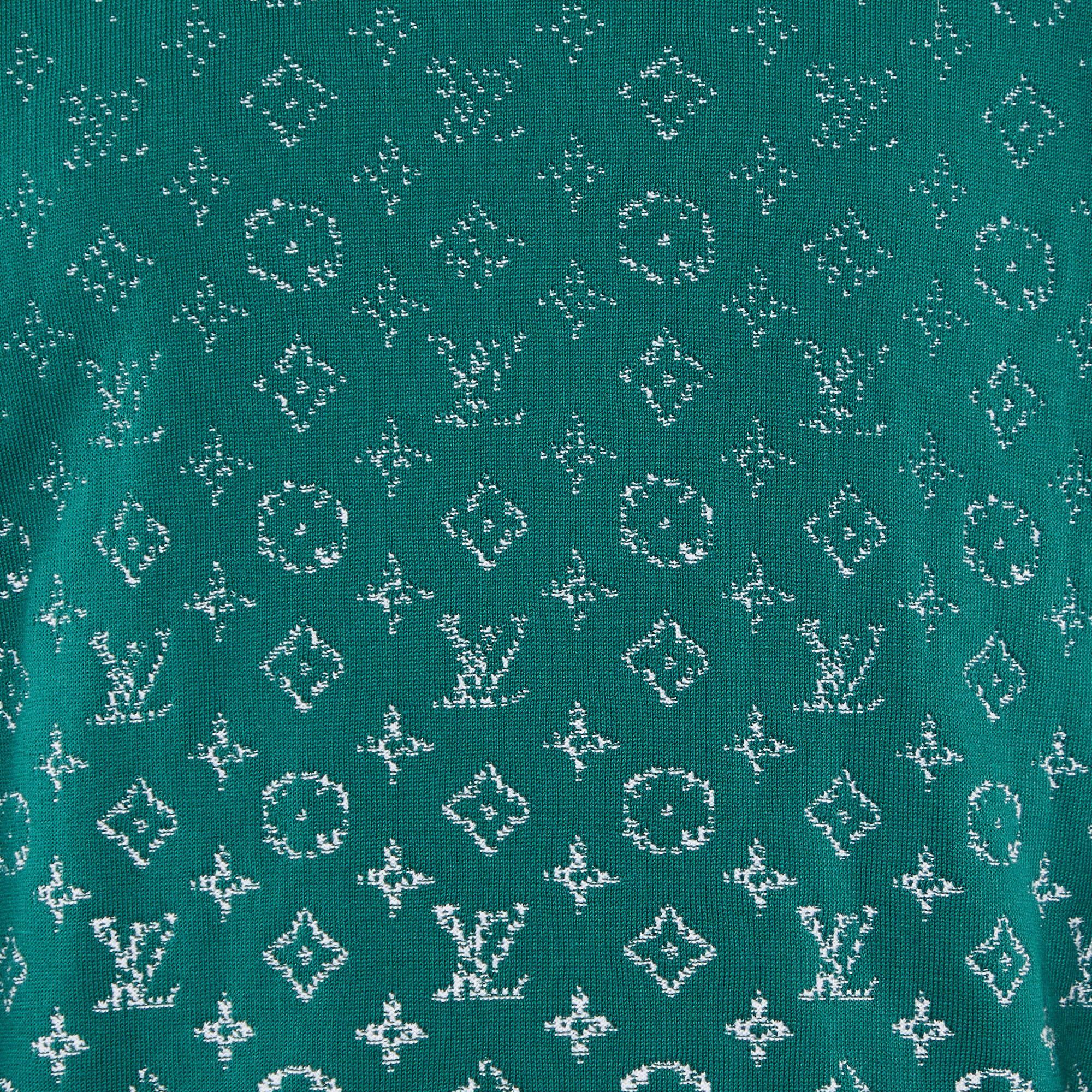 Women's Louis Vuitton Green Gradient Monogram Cotton Sweater XS